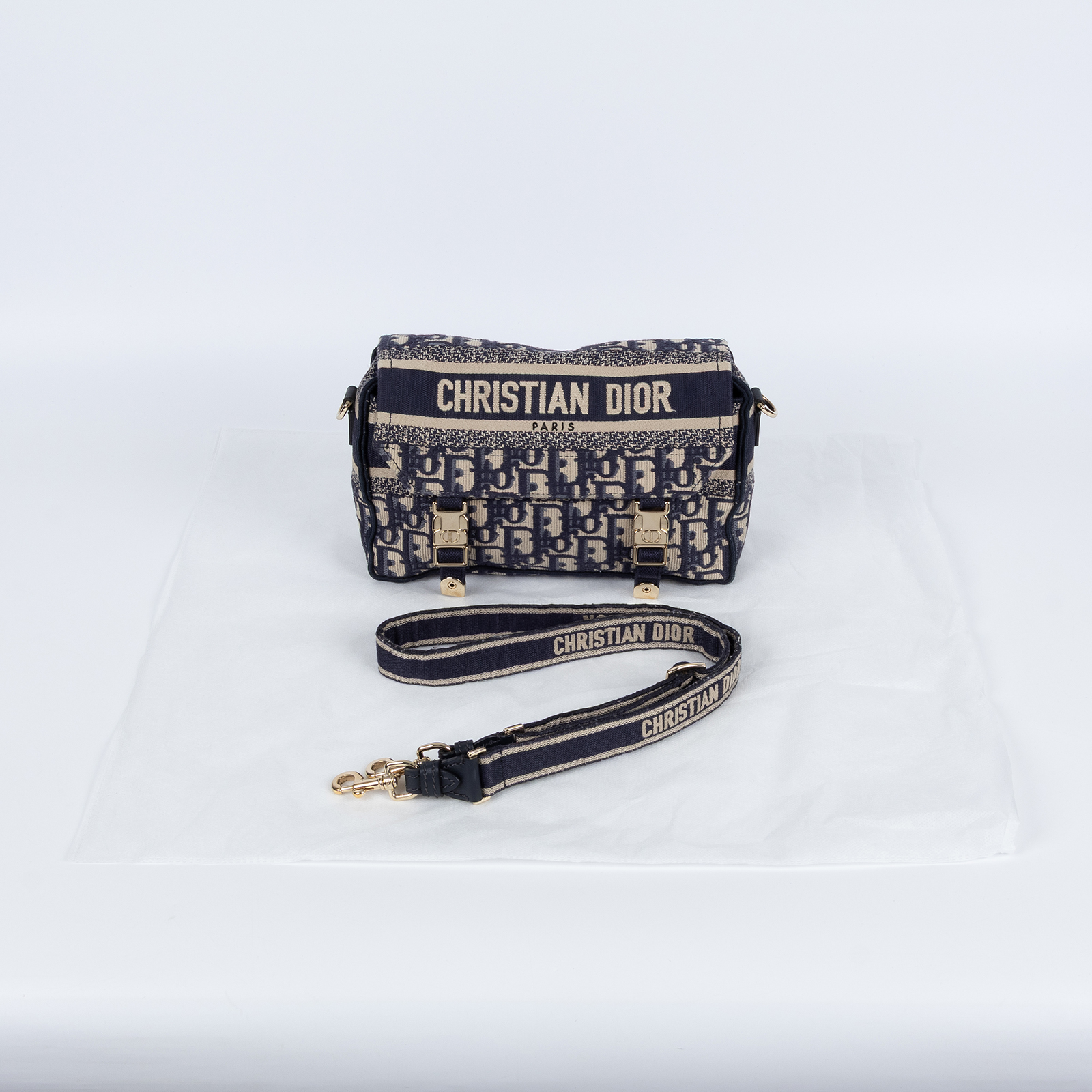 迪奧 CHRISTIAN DIOR Diorcamp 小型 手提 肩背包 M1241ORIW 藍老花CAMP斜背包 無附屬品