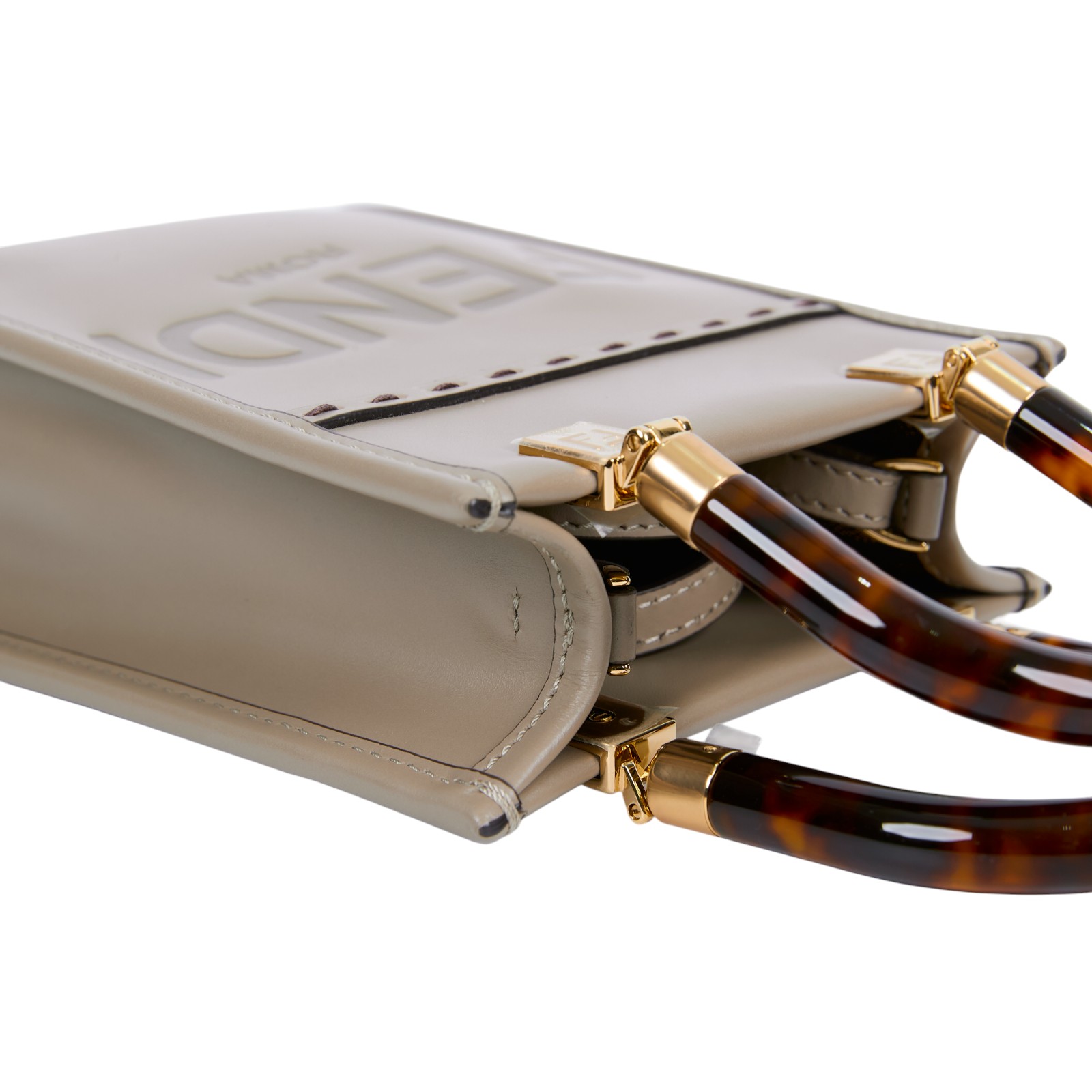 芬迪 FENDI Sunshine 迷你 手提包 皮革 迷你 包款 8BS051ABVL 灰色SUNSHINE MINI 無附屬品