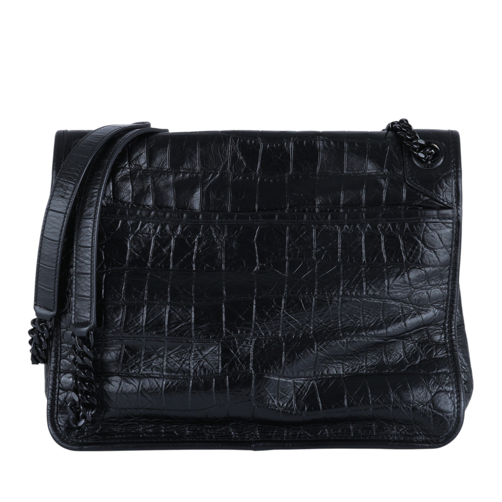 聖羅蘭 YSL SAINT LAURENT Niki 壓紋皮革 中型手袋 肩背包 斜背包 633150 黑鱷魚皮壓紋NIKI中號 防塵袋