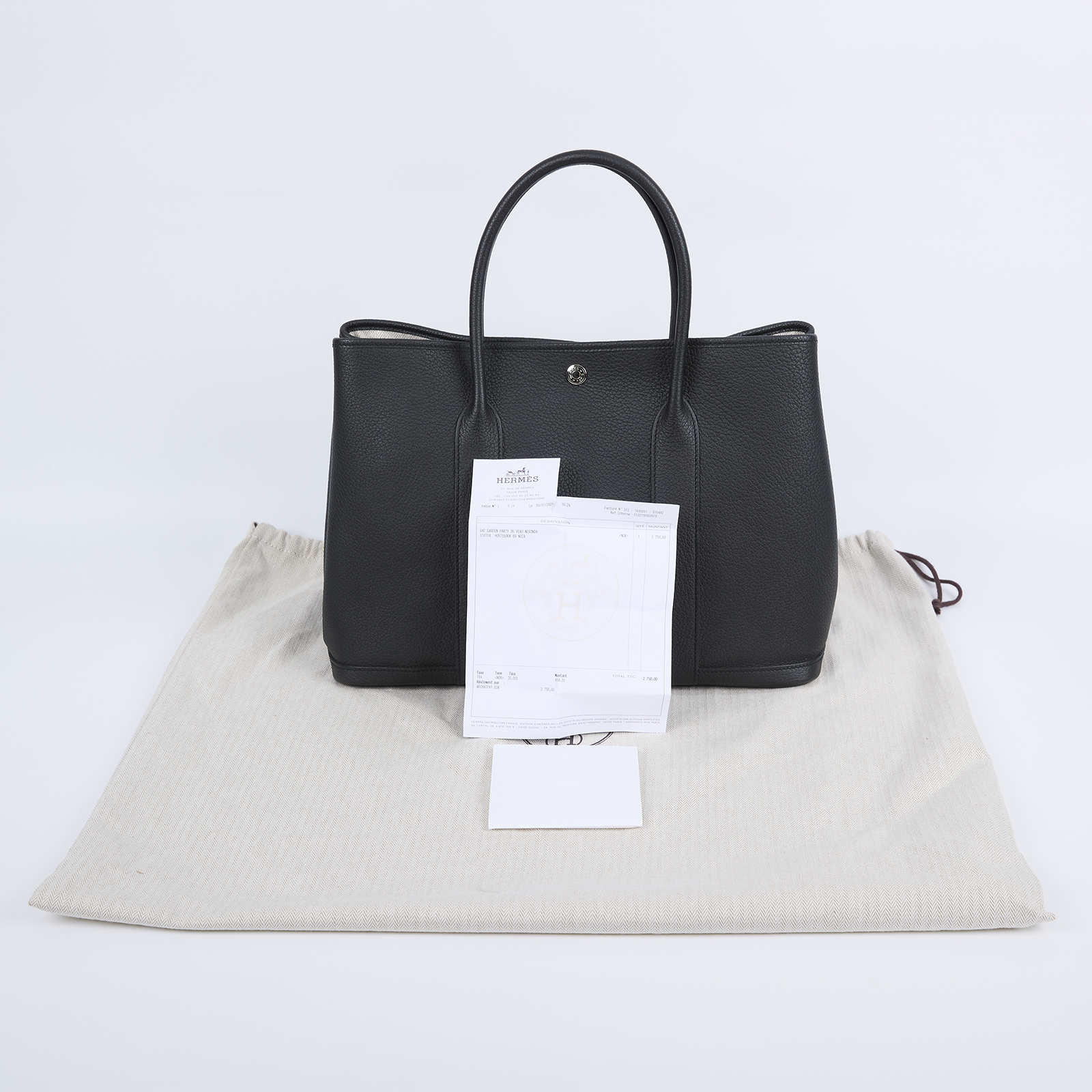 愛馬仕 Hermes Garden Party 花園派對包 36 銀色五金 黑色 H051559CK89 /310114 H051559CK /89 NOIR  防塵袋/購買證明