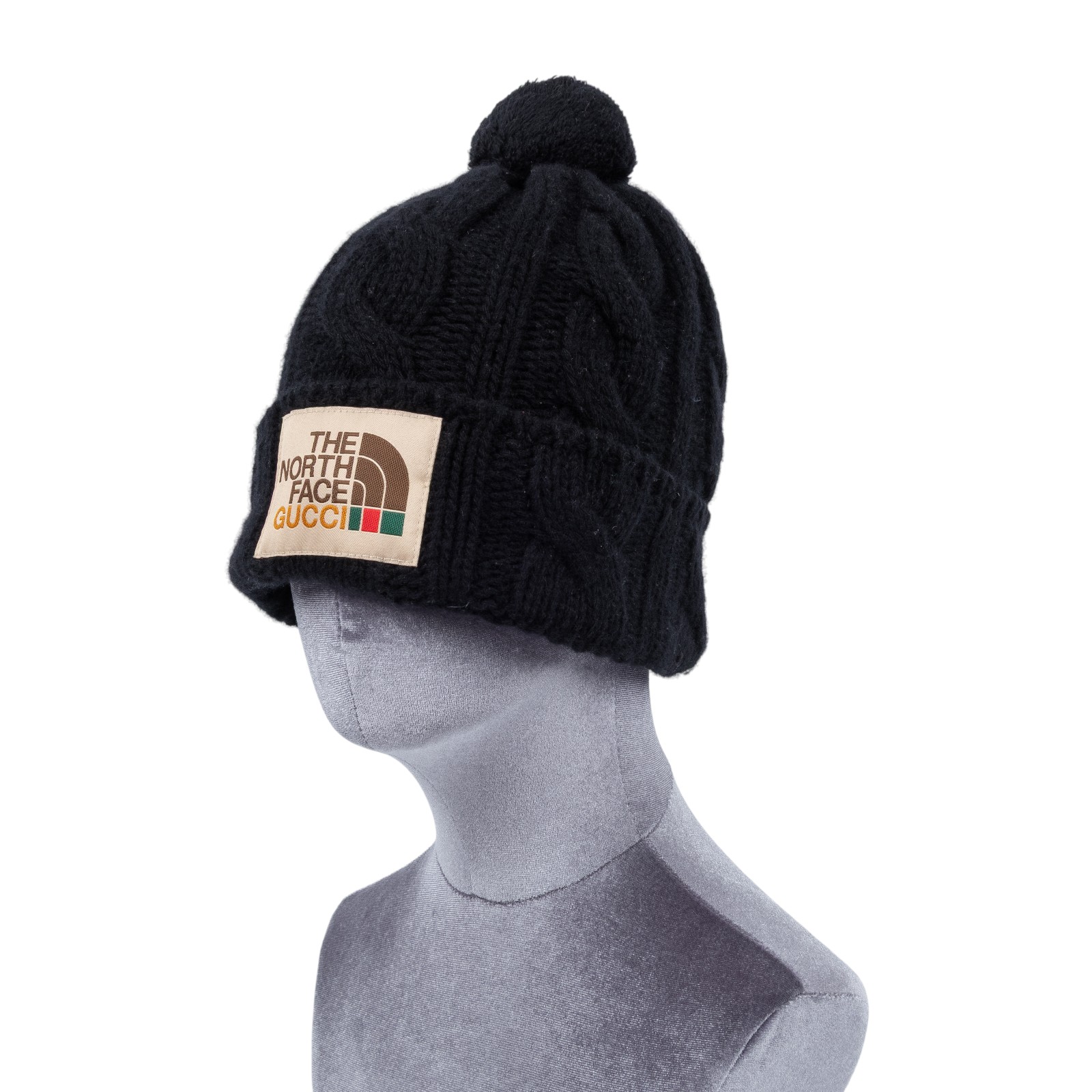 古馳 GUCCI The North Face 聯名 羊毛 針織帽 653564 4G200_M 黑色北臉聯名毛帽 #M 原廠盒子