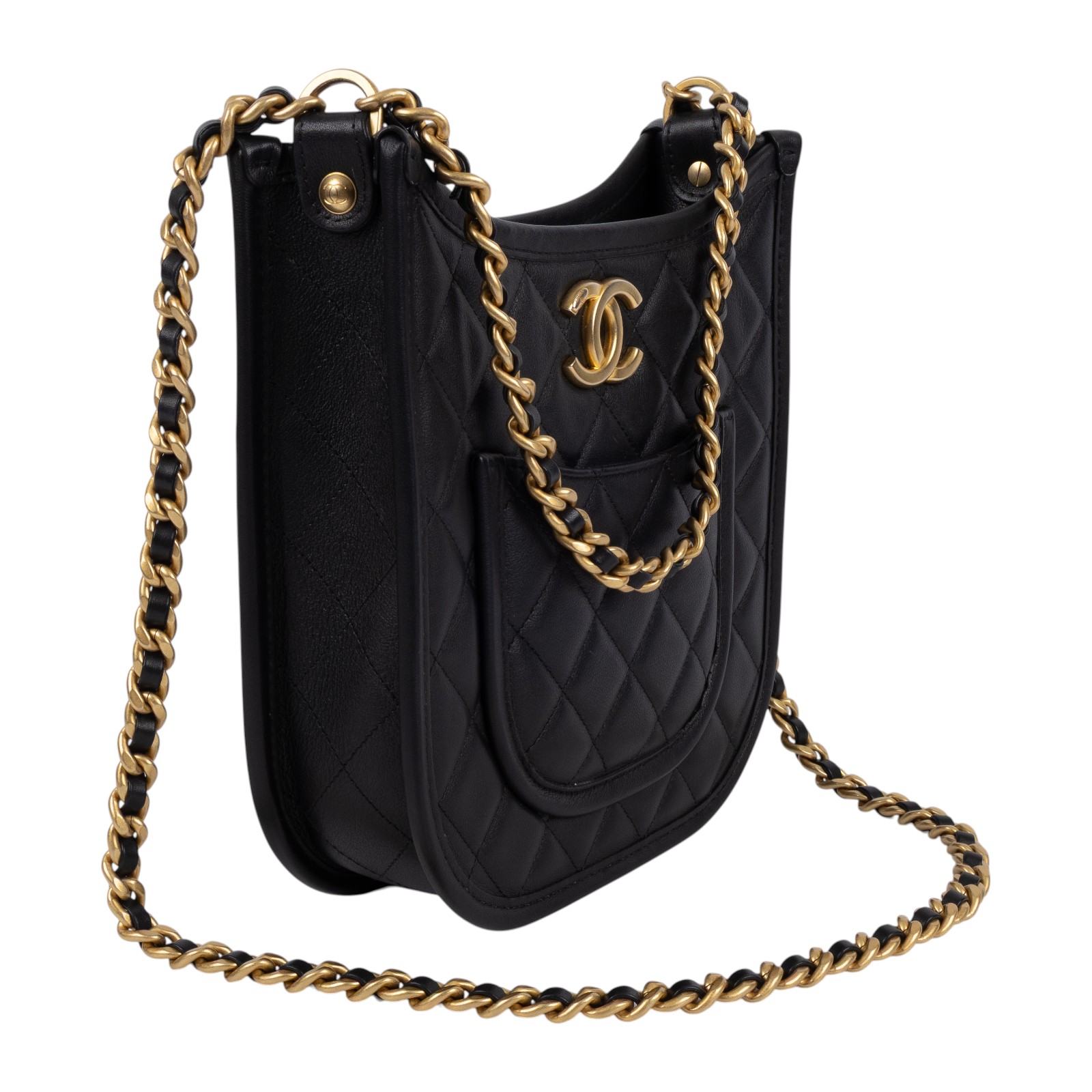 香奈兒 CHANEL Hobo 流浪包 AS5432 晶片款 24S黑色HOBO兩用包 防塵袋/原廠盒子