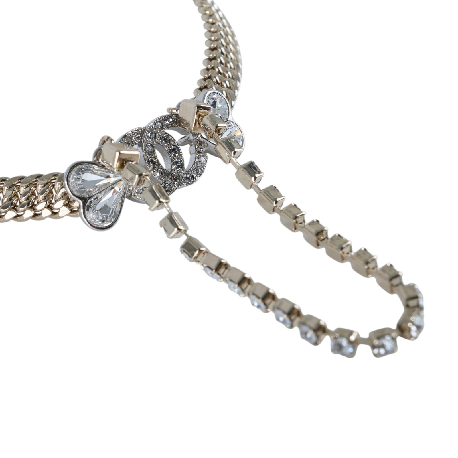 香奈兒 CHANEL CC LOGO 項鍊 C23 S 水鑽愛心粗鍊造型項鍊 無附屬品