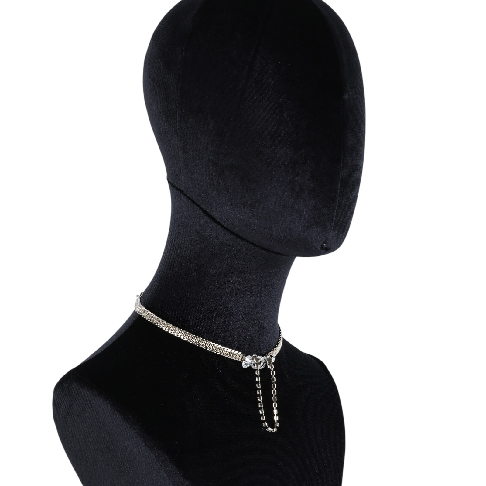 香奈兒 CHANEL CC LOGO 項鍊 C23 S 水鑽愛心粗鍊造型項鍊 無附屬品