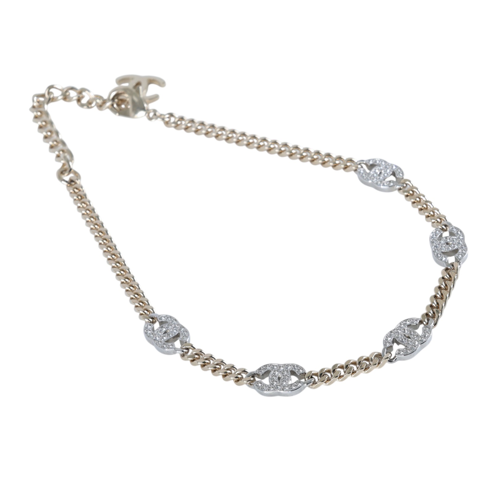 香奈兒 CHANEL CC LOGO 項鍊 頸鍊 鎖骨鍊 AB6444B21 A 水鑽5P LOGO頸鍊 無附屬品