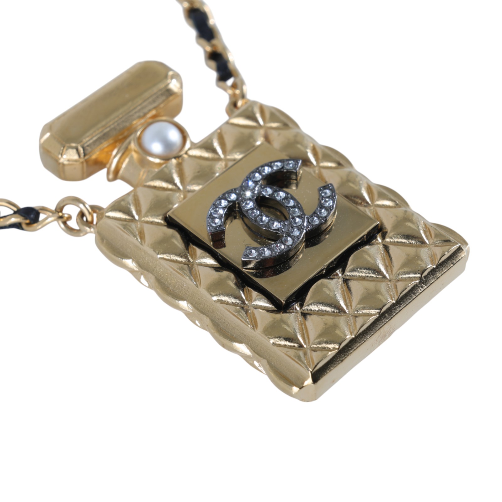 香奈兒 CHANEL CC LOGO 項鍊 F21 V 金色水鑽香水長項鍊 無附屬品