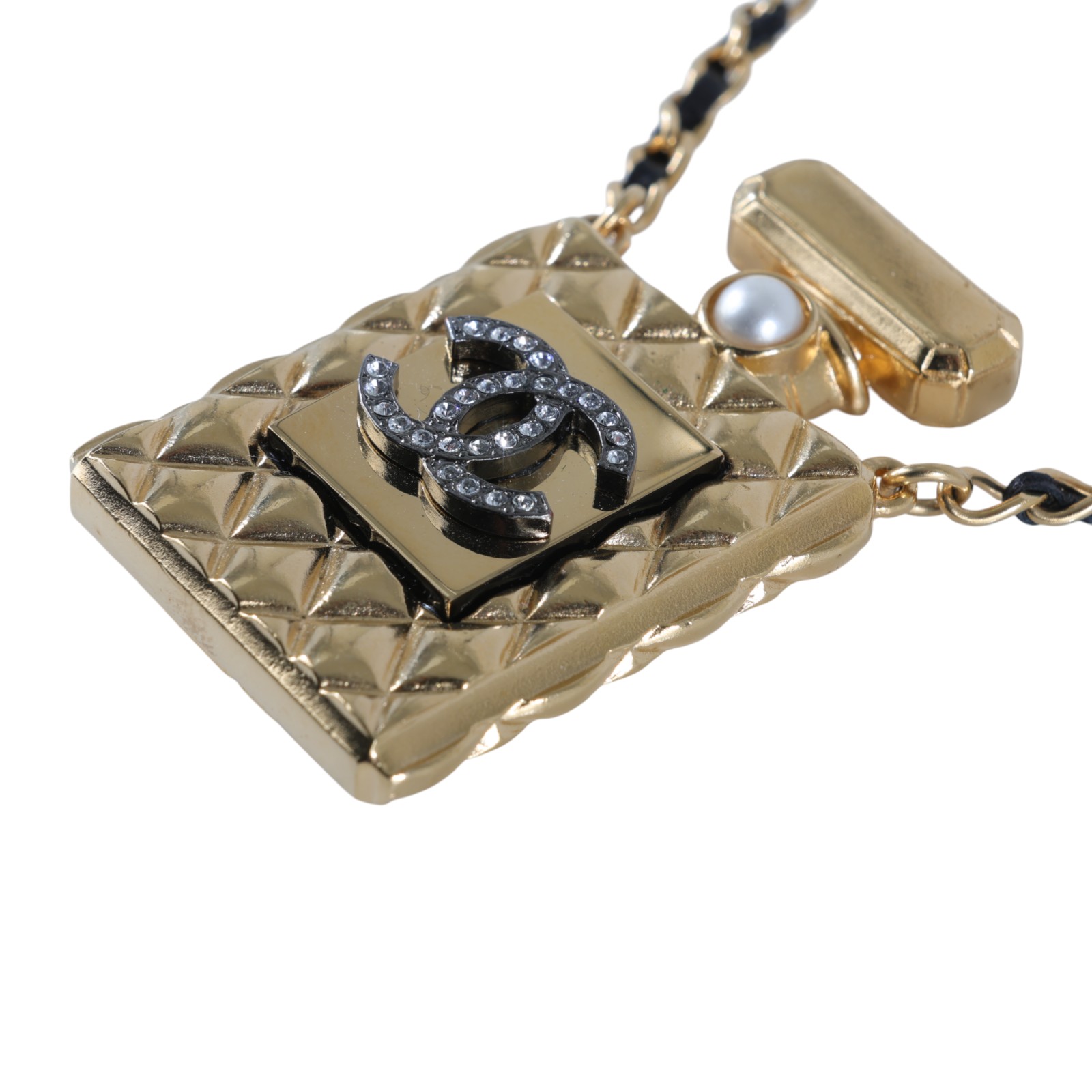 香奈兒 CHANEL CC LOGO 項鍊 F21 V 金色水鑽香水長項鍊 無附屬品