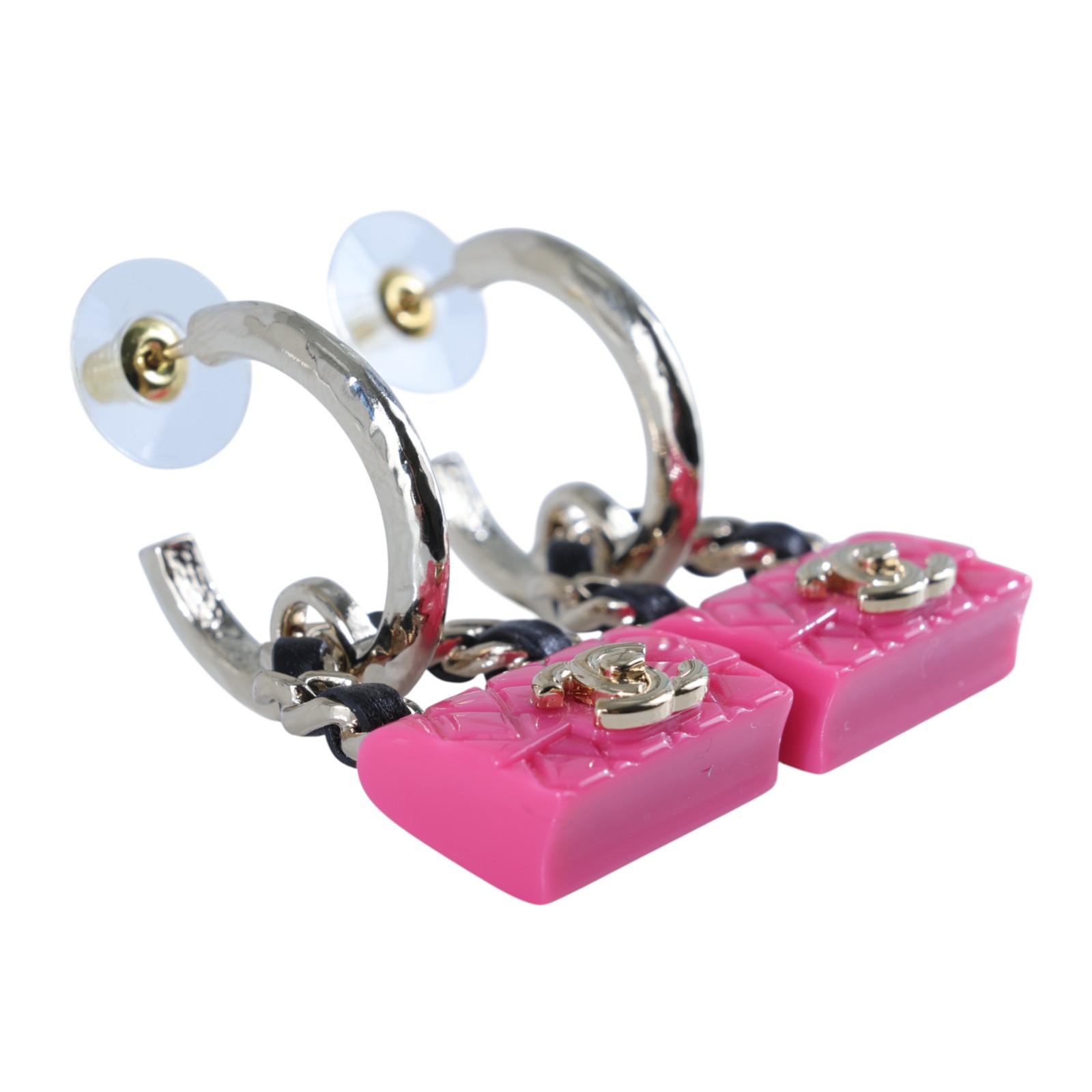 香奈兒 CHANEL CC LOGO 耳環 耳釘 B23 C 粉色包包耳環 無附屬品