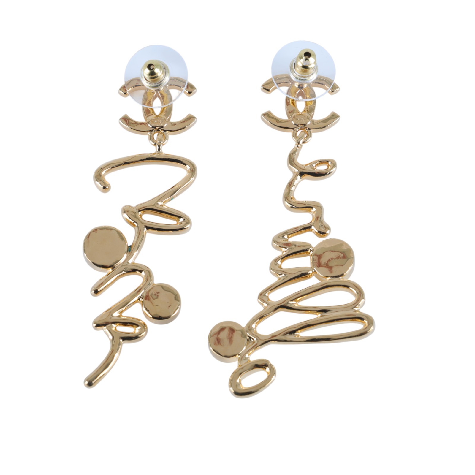 香奈兒 CHANEL CC LOGO 耳環 耳釘 I24 S 金色大水鑽不對稱耳環 無附屬品
