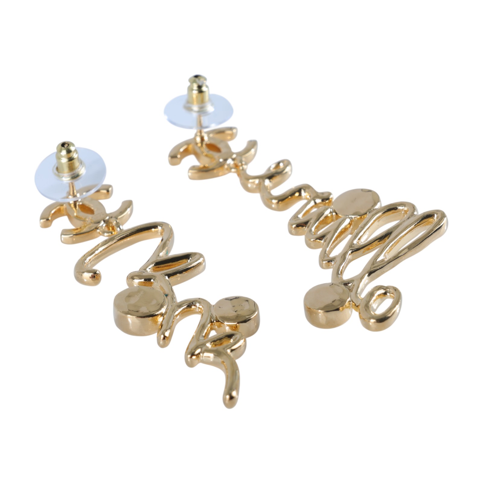 香奈兒 CHANEL CC LOGO 耳環 耳釘 I24 S 金色大水鑽不對稱耳環 無附屬品