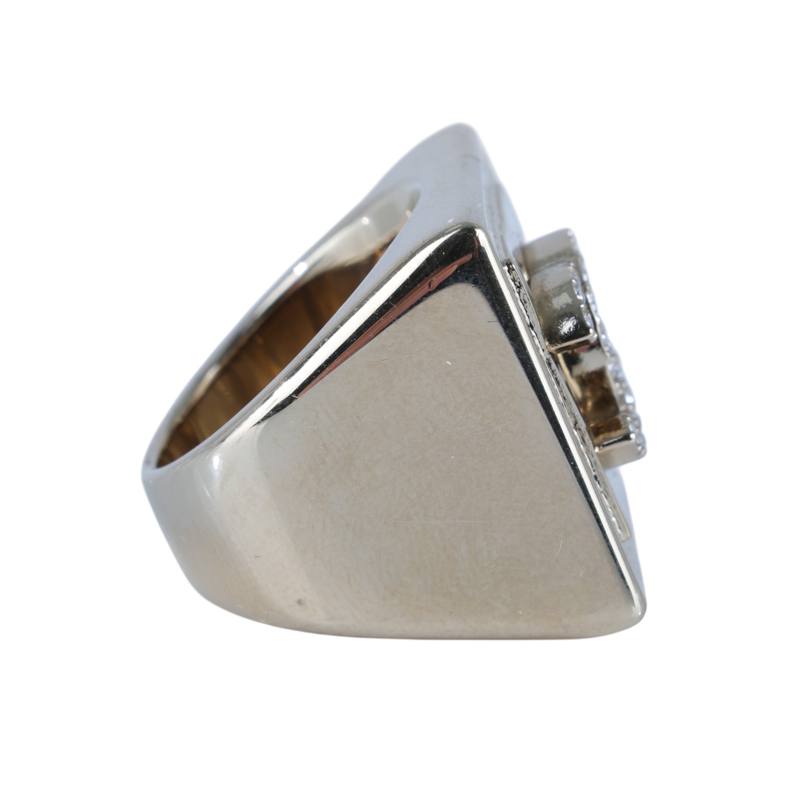 香奈兒 CHANEL CC LOGO 戒指 B23 P 淡金方形雙C水鑽戒指 無附屬品