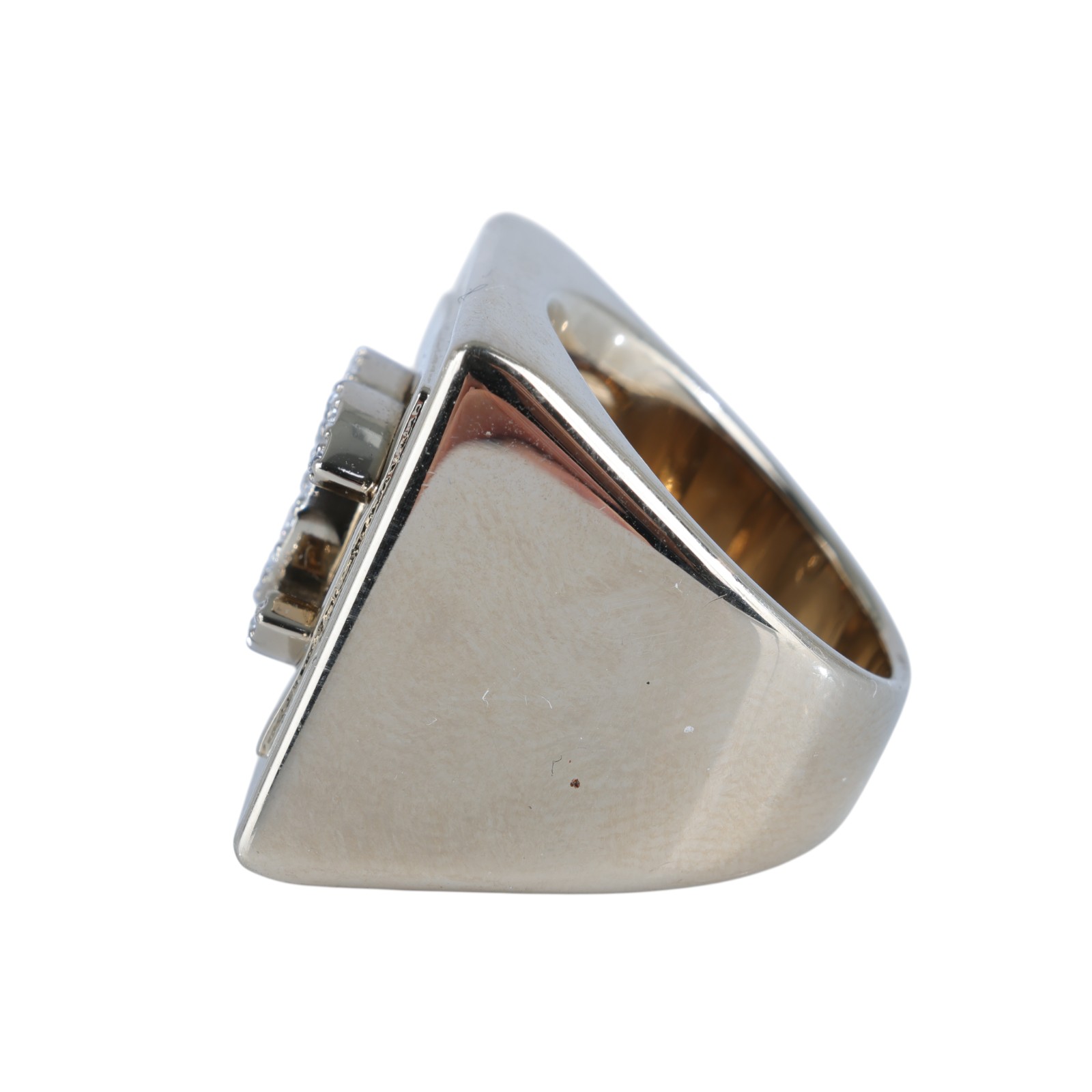 香奈兒 CHANEL CC LOGO 戒指 B23 P 淡金方形雙C水鑽戒指 無附屬品