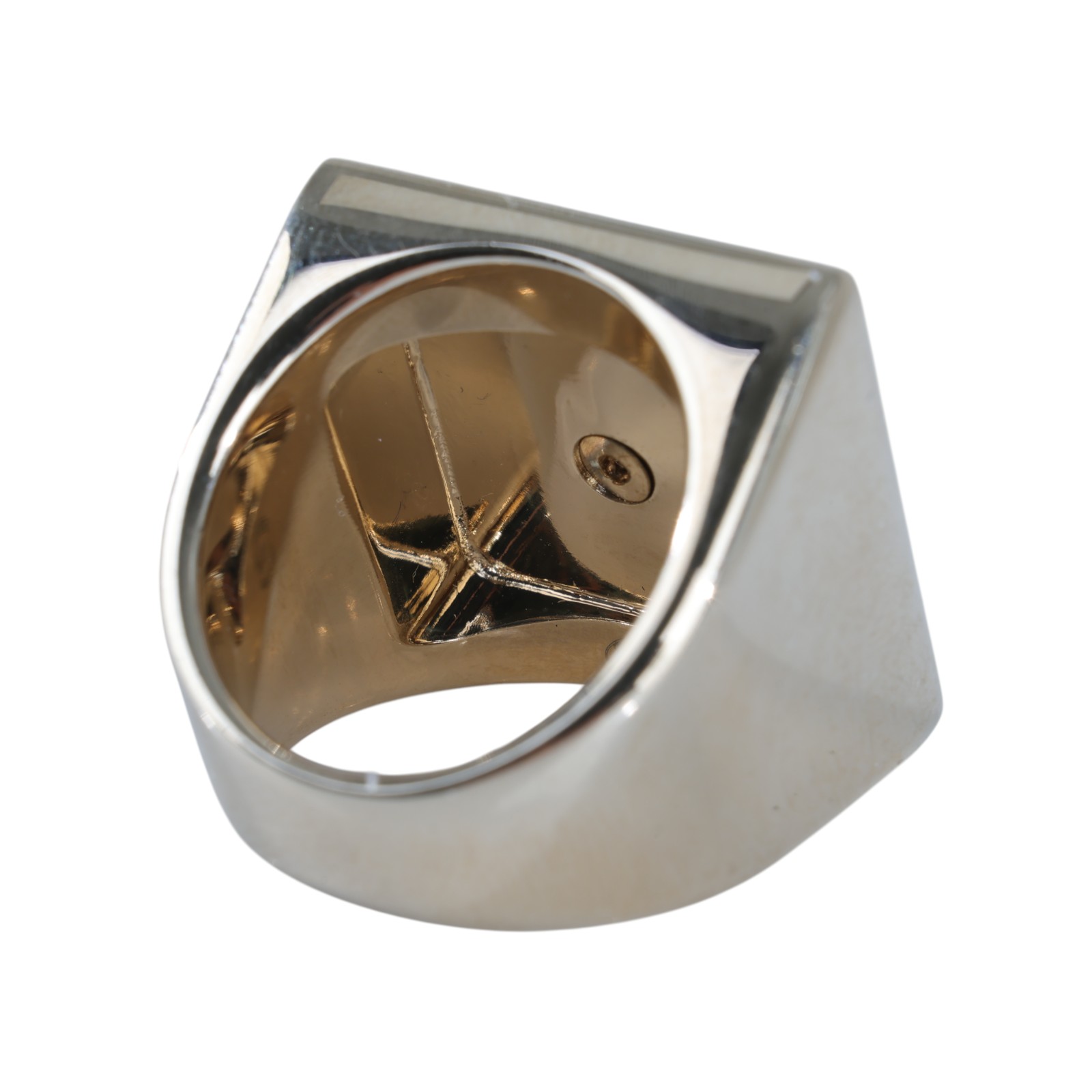 香奈兒 CHANEL CC LOGO 戒指 B23 P 淡金方形雙C水鑽戒指 無附屬品