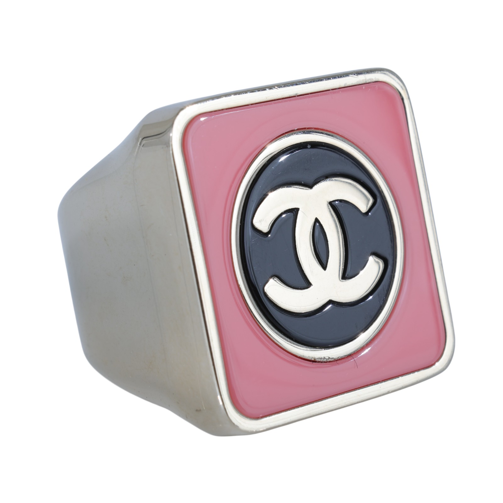 香奈兒 CHANEL CC LOGO 戒指 B23 C 粉色雙C方形戒指 無附屬品
