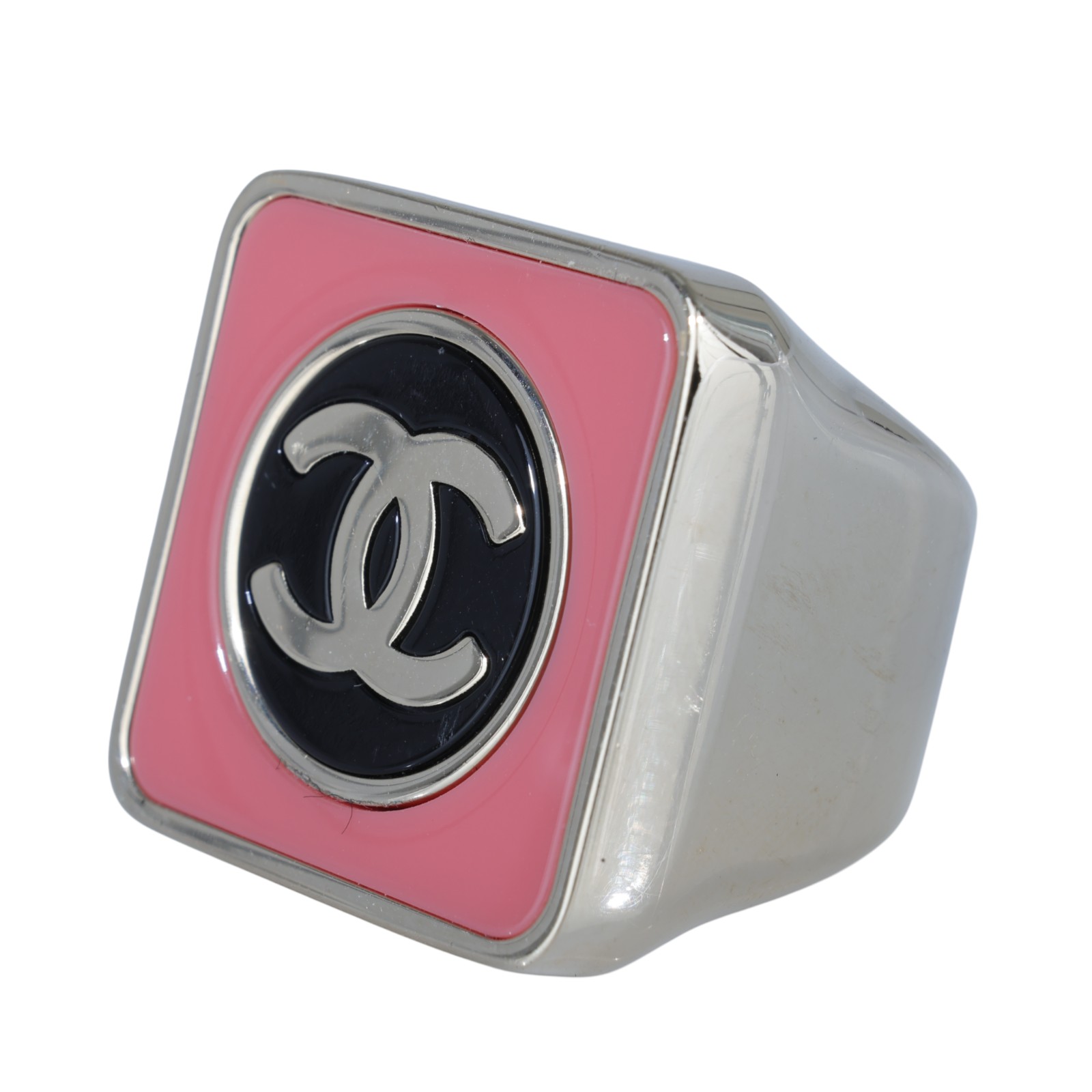 香奈兒 CHANEL CC LOGO 戒指 B23 C 粉色雙C方形戒指 無附屬品