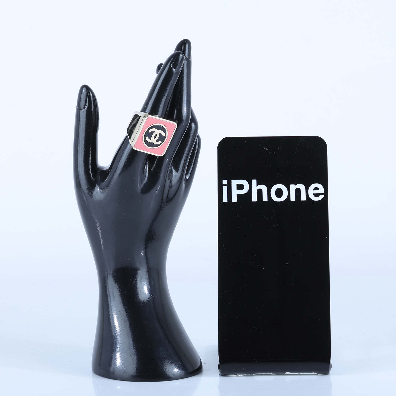 香奈兒 CHANEL CC LOGO 戒指 B23 C 粉色雙C方形戒指 無附屬品