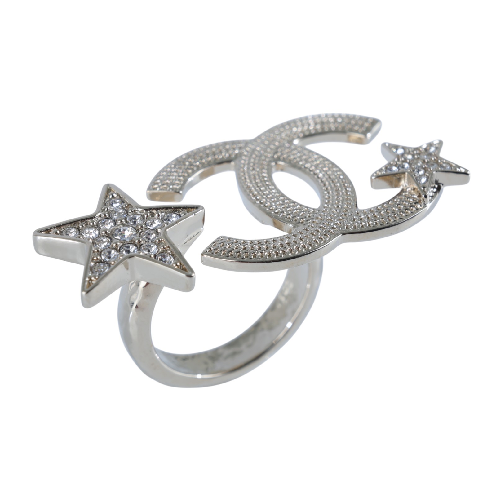 香奈兒 CHANEL CC LOGO 戒指 B23 B 淡金大雙C星星戒指 無附屬品