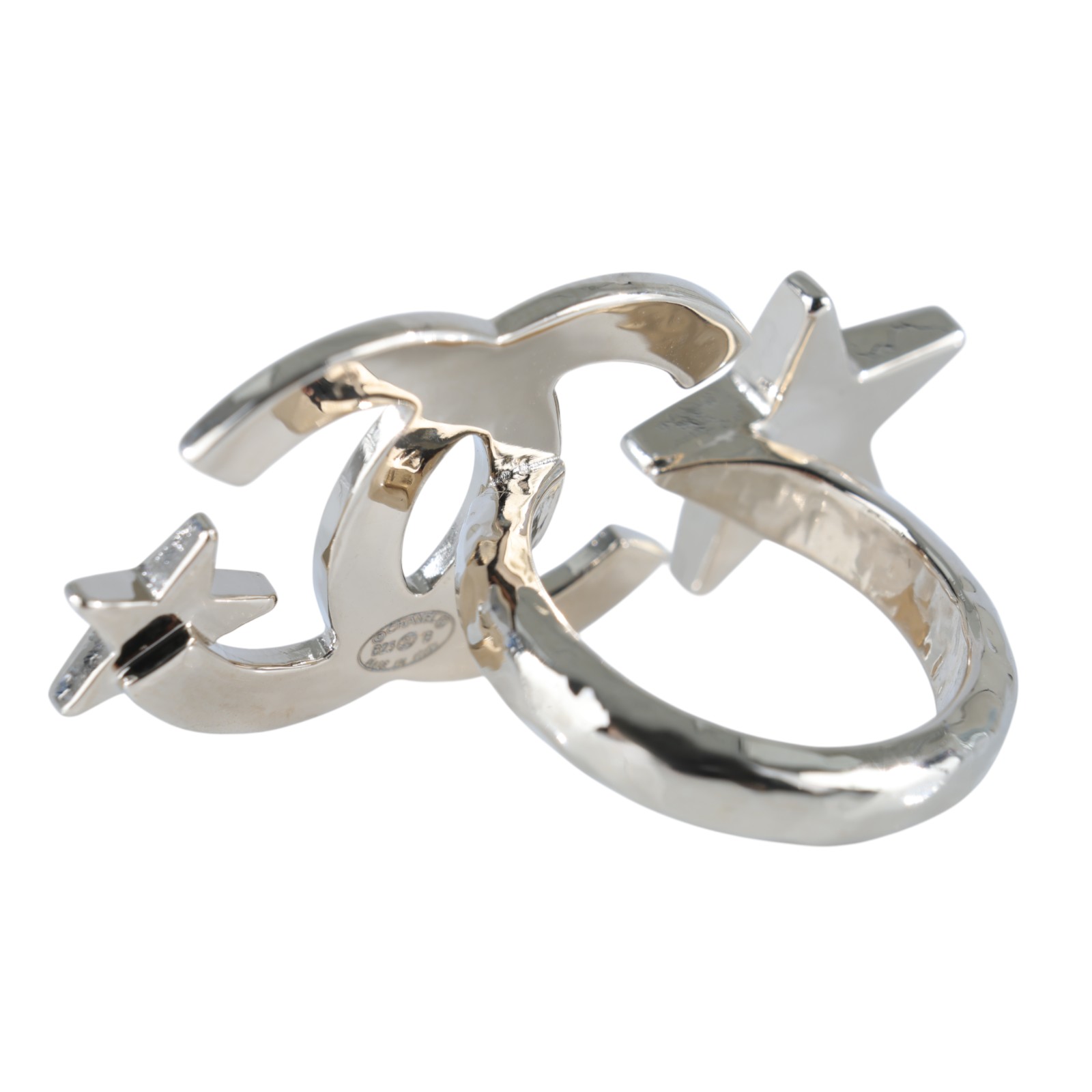 香奈兒 CHANEL CC LOGO 戒指 B23 B 淡金大雙C星星戒指 無附屬品