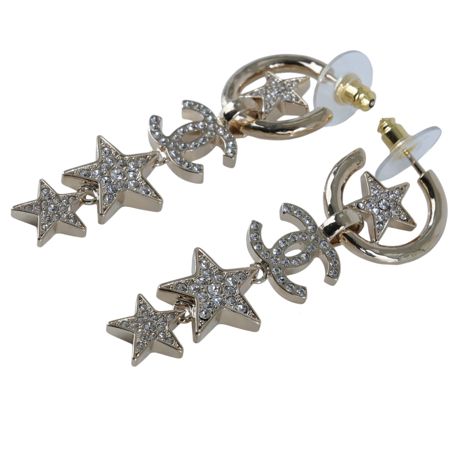 香奈兒 CHANEL CC LOGO 耳環 耳釘 B23 B 淡金垂墜星星耳環 無附屬品