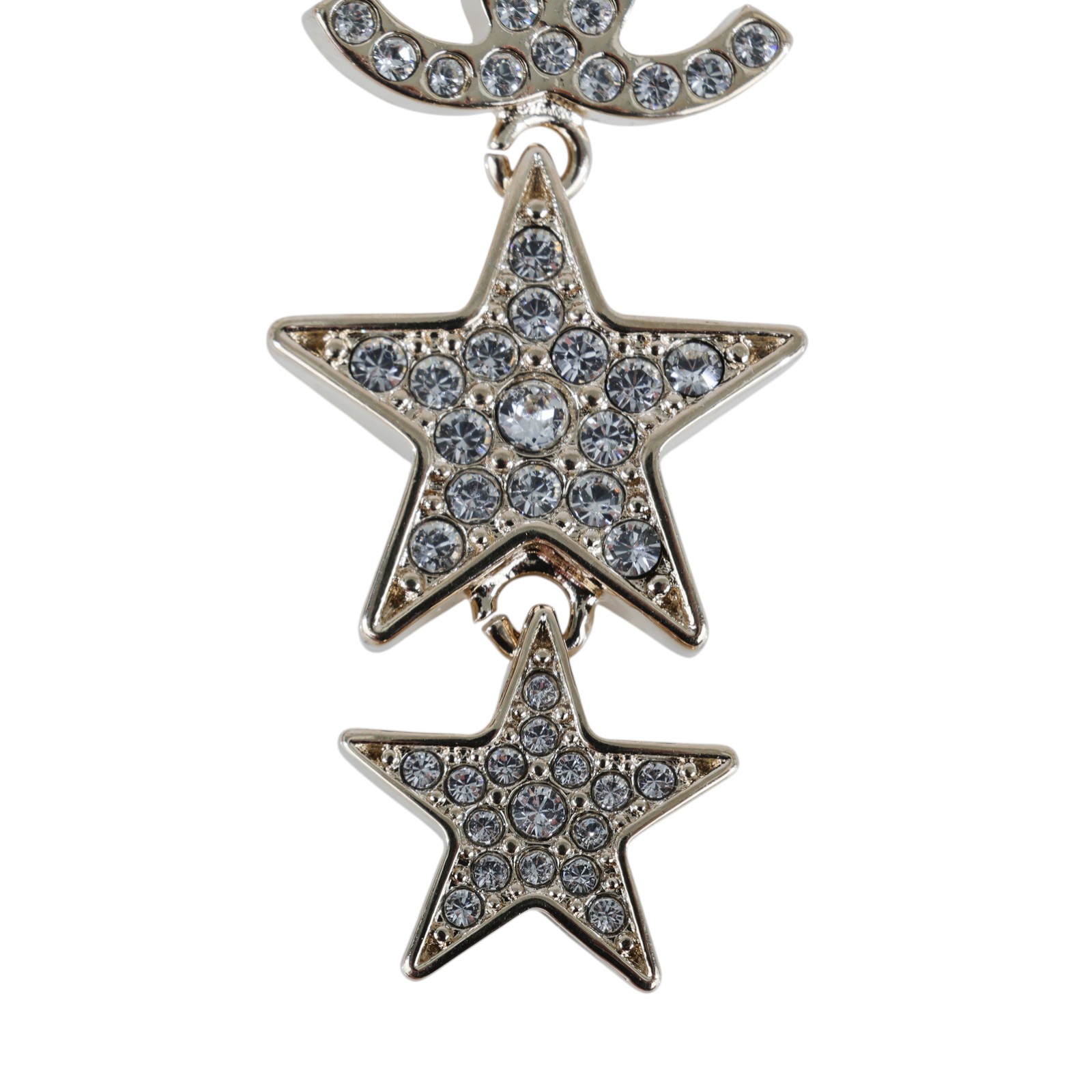 香奈兒 CHANEL CC LOGO 耳環 耳釘 B23 B 淡金垂墜星星耳環 無附屬品