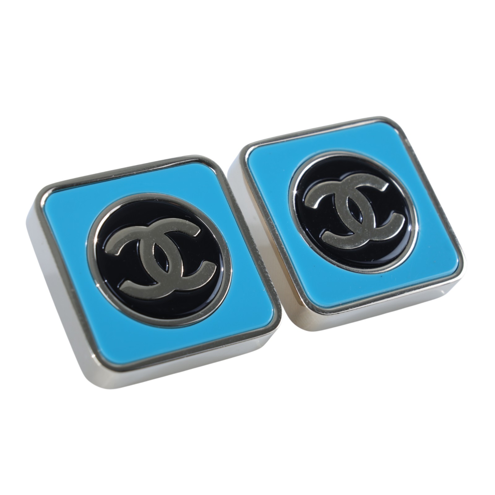 香奈兒 CHANEL CC LOGO 耳環 耳釘 B23 C 藍方形雙C耳環 無附屬品