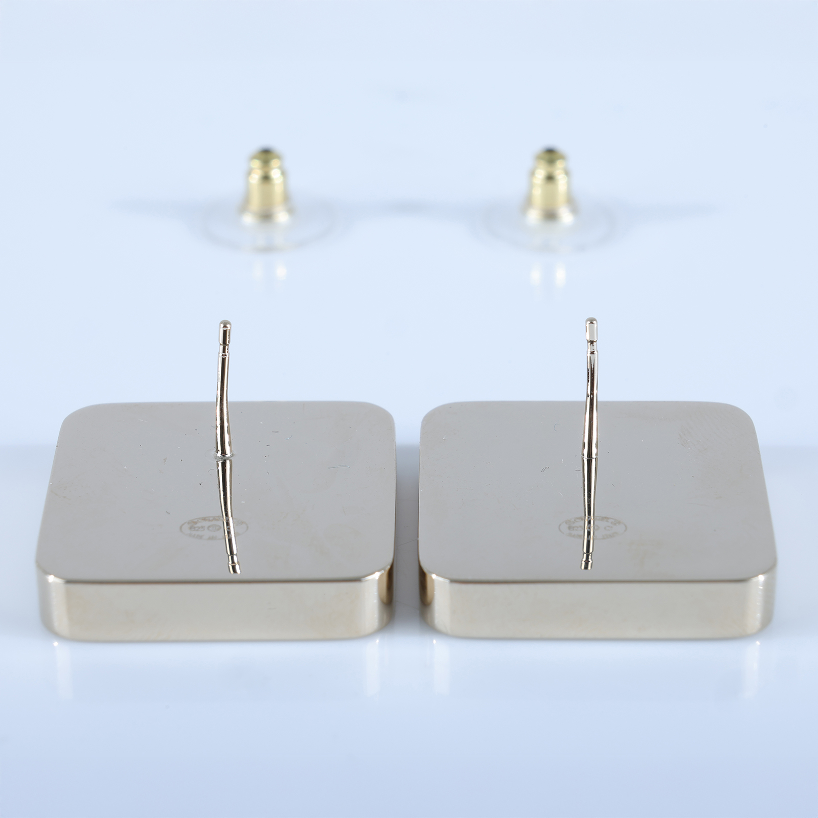 香奈兒 CHANEL CC LOGO 耳環 耳釘 B23 C 藍方形雙C耳環 無附屬品