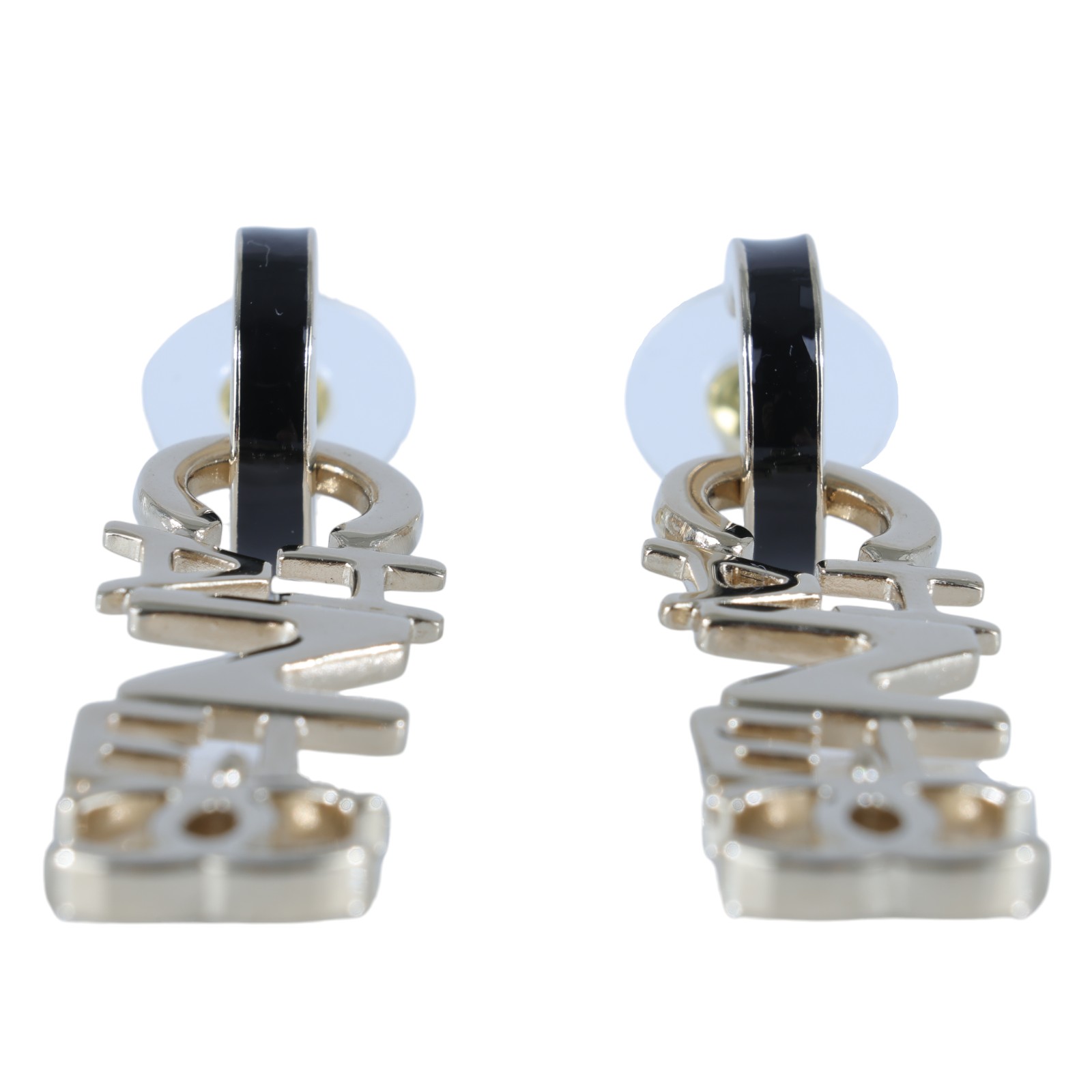 香奈兒 CHANEL CC LOGO 耳環 耳釘 A22 K 淡金垂墜LOGO耳環 無附屬品