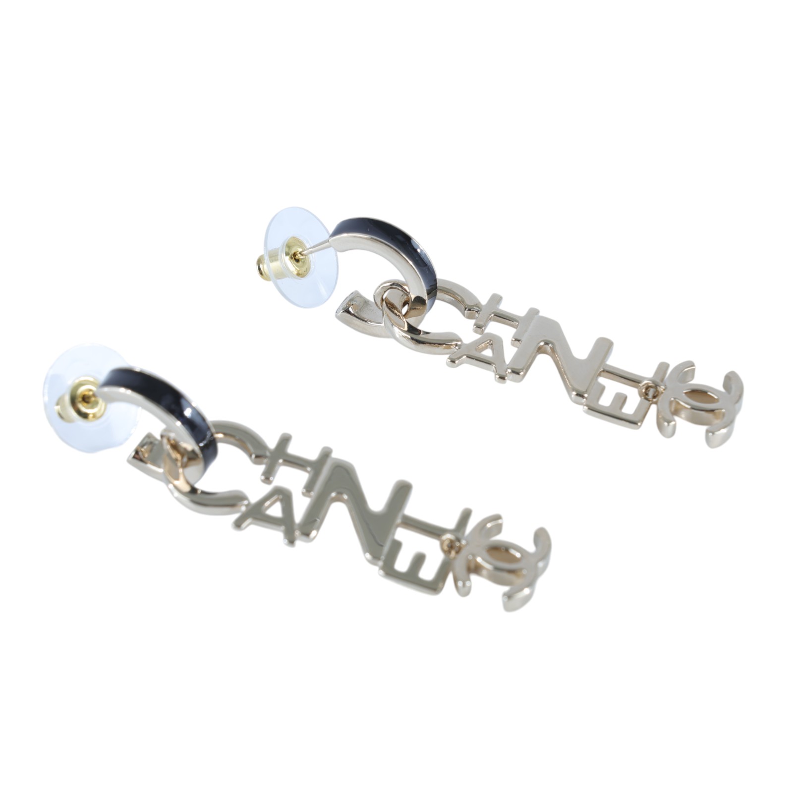 香奈兒 CHANEL CC LOGO 耳環 耳釘 A22 K 淡金垂墜LOGO耳環 無附屬品