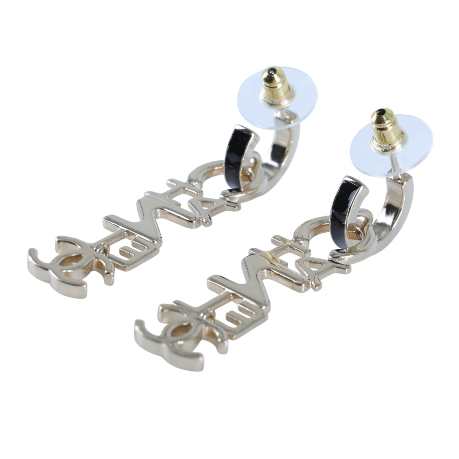 香奈兒 CHANEL CC LOGO 耳環 耳釘 A22 K 淡金垂墜LOGO耳環 無附屬品