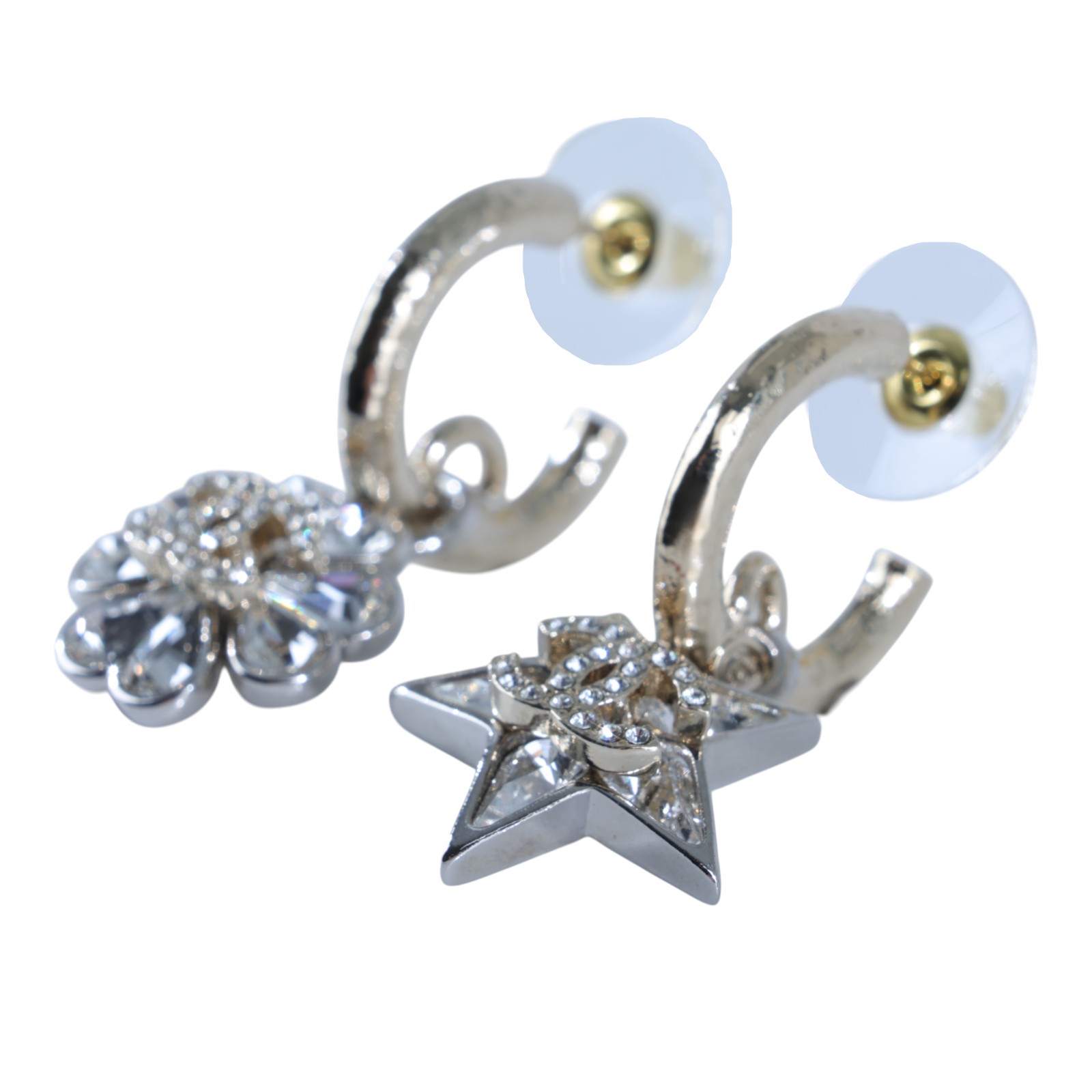 香奈兒 CHANEL CC LOGO 耳環 耳釘 C23 S 淡金水鑽星星花耳環 無附屬品