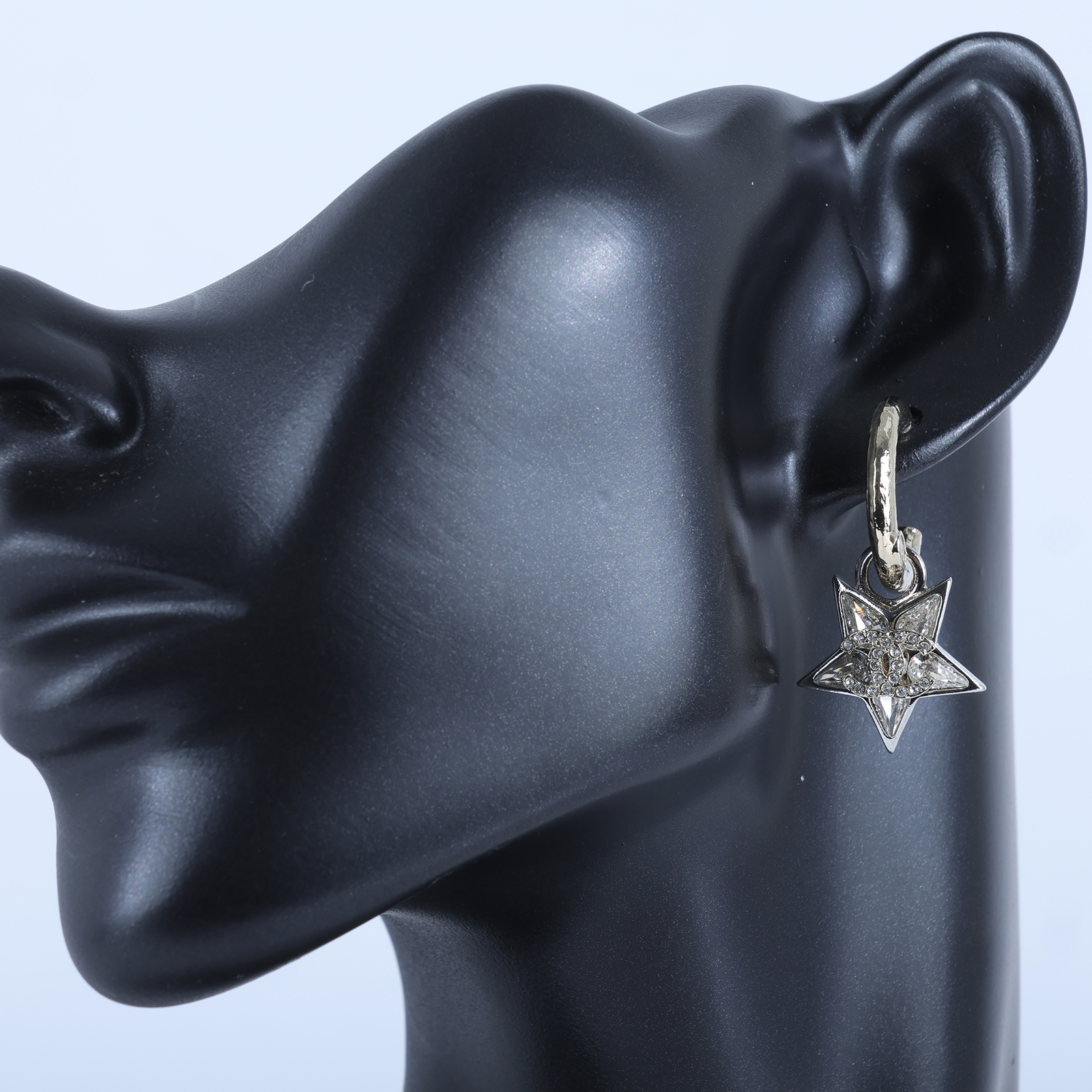 香奈兒 CHANEL CC LOGO 耳環 耳釘 C23 S 淡金水鑽星星花耳環 無附屬品