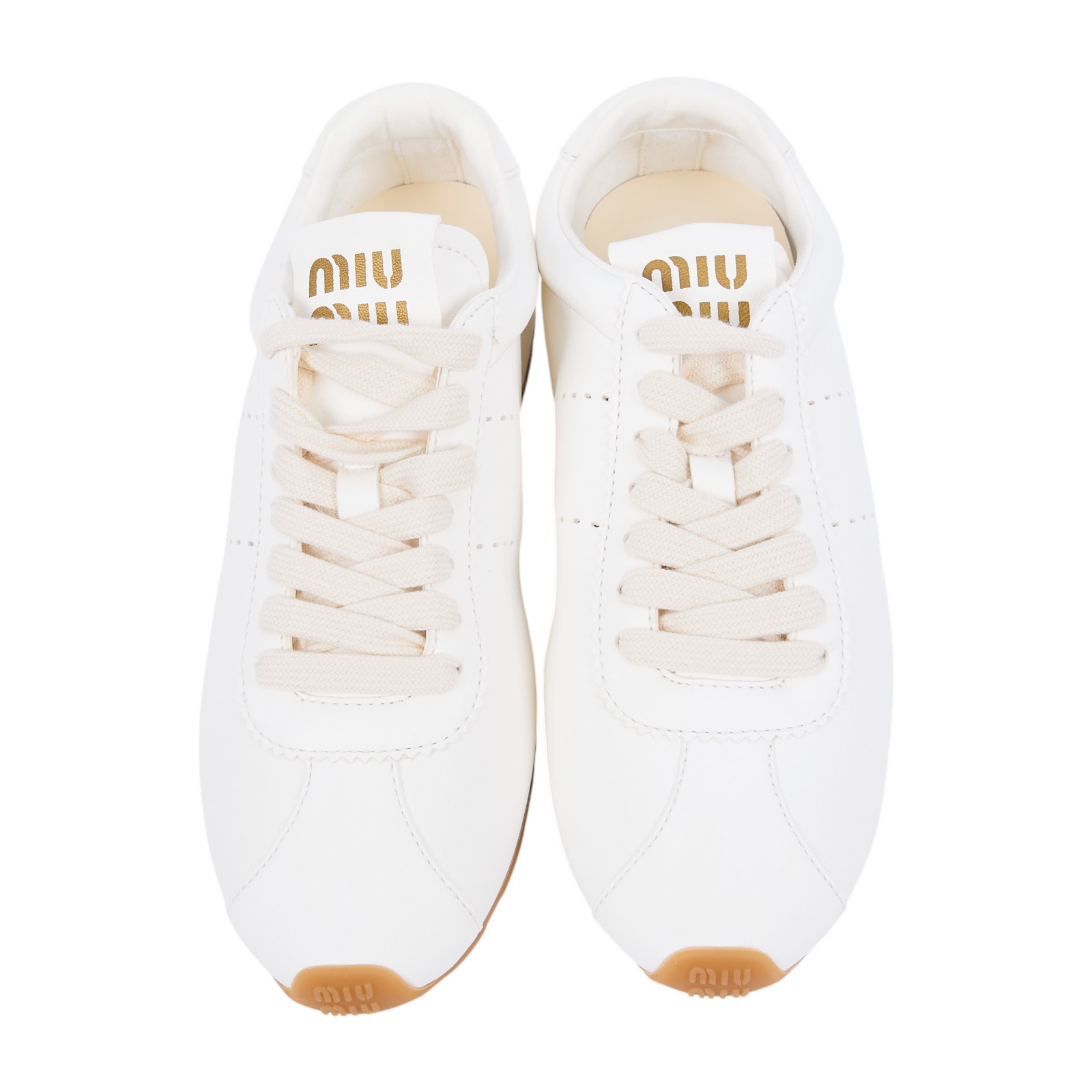 繆繆 MIU MIU Plume 納帕皮革 運動鞋 5E114E_038_375 米白PLUME休閒鞋 防塵袋