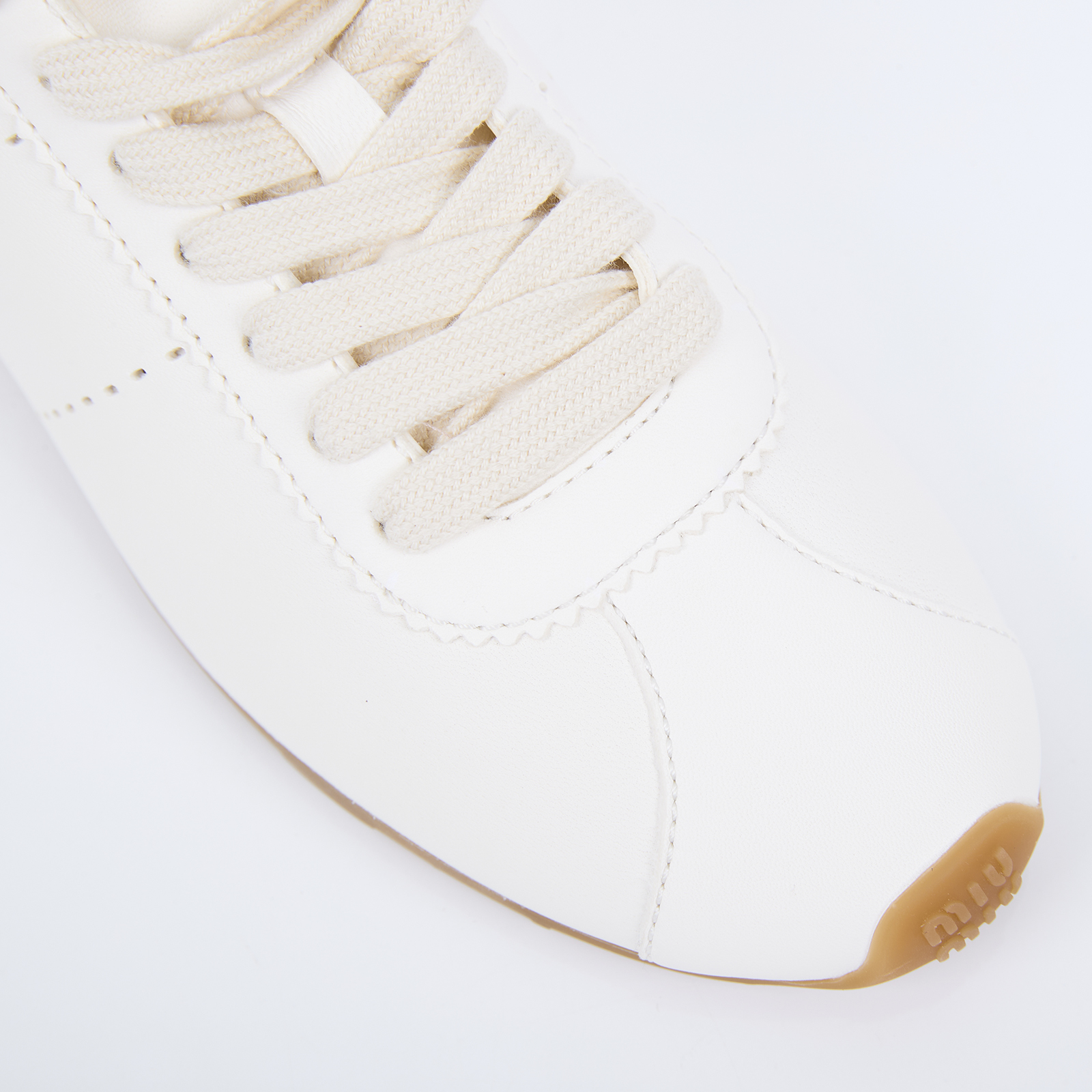 繆繆 MIU MIU Plume 納帕皮革 運動鞋 5E114E_038_375 米白PLUME休閒鞋 防塵袋