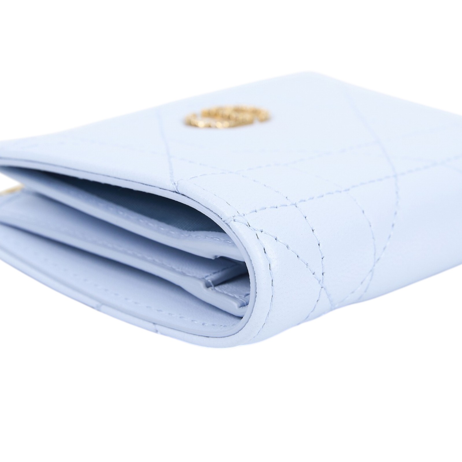 迪奧 CHRISTIAN DIOR Caro Dahlia 短夾 錢包 日本限定 S4208UHNN 淺藍CARO LOGO鑲水鑽短夾 原廠盒子/防塵袋