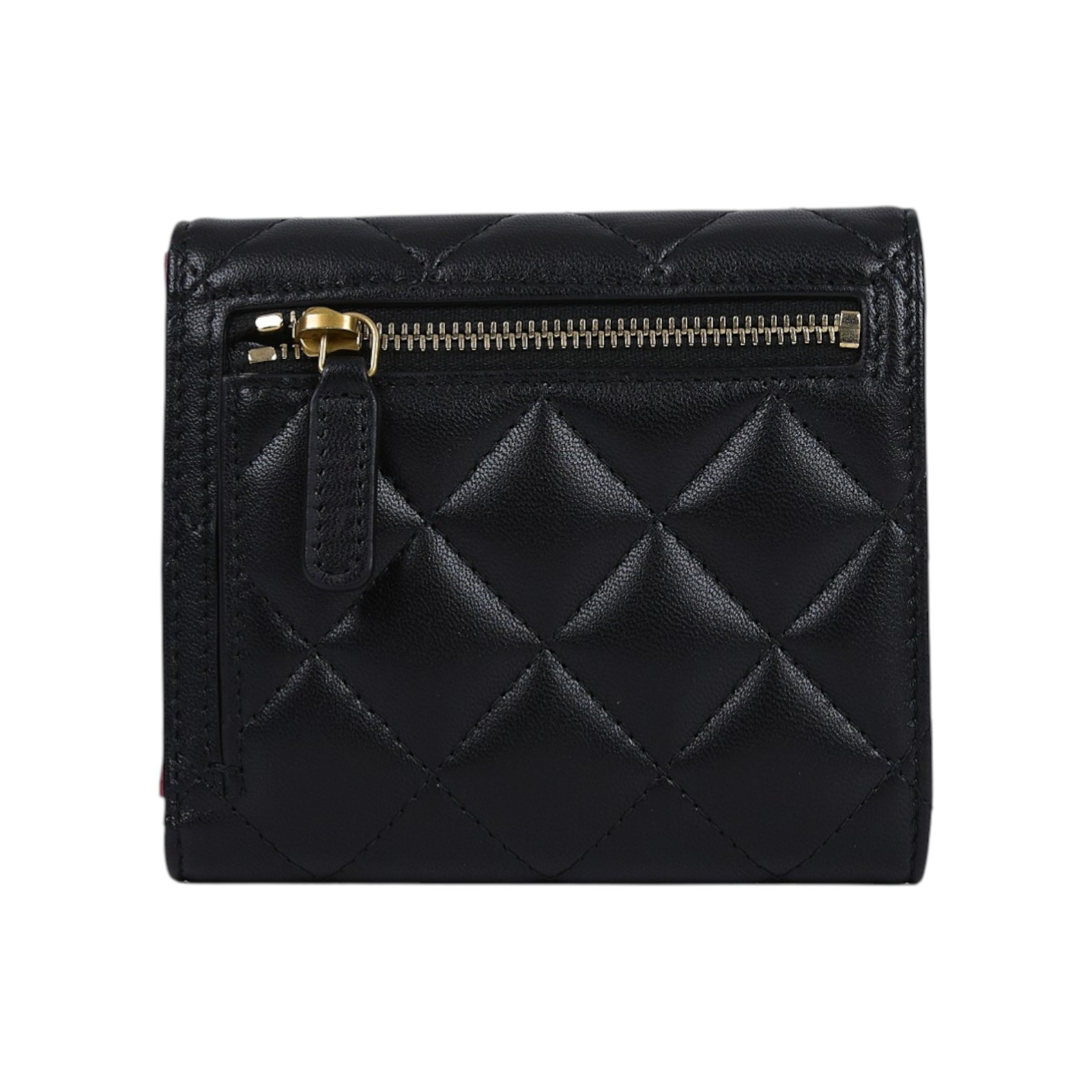 香奈兒 CHANEL CF 錢包 AP3292 B10700 晶片款 黑金羊愛心扣三折短夾 原廠盒子/防塵袋