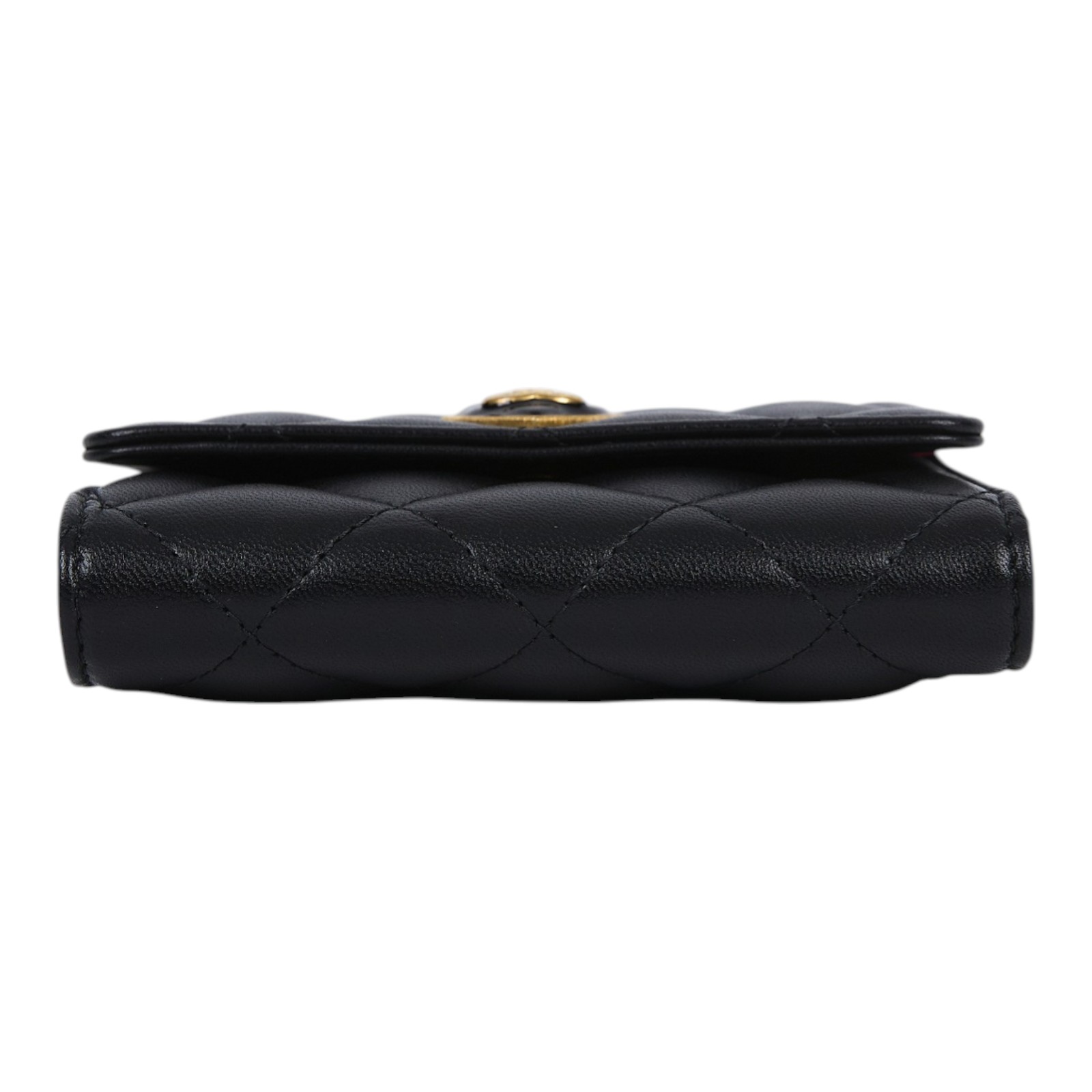 香奈兒 CHANEL CF 錢包 AP3292 B10700 晶片款 黑金羊愛心扣三折短夾 原廠盒子/防塵袋