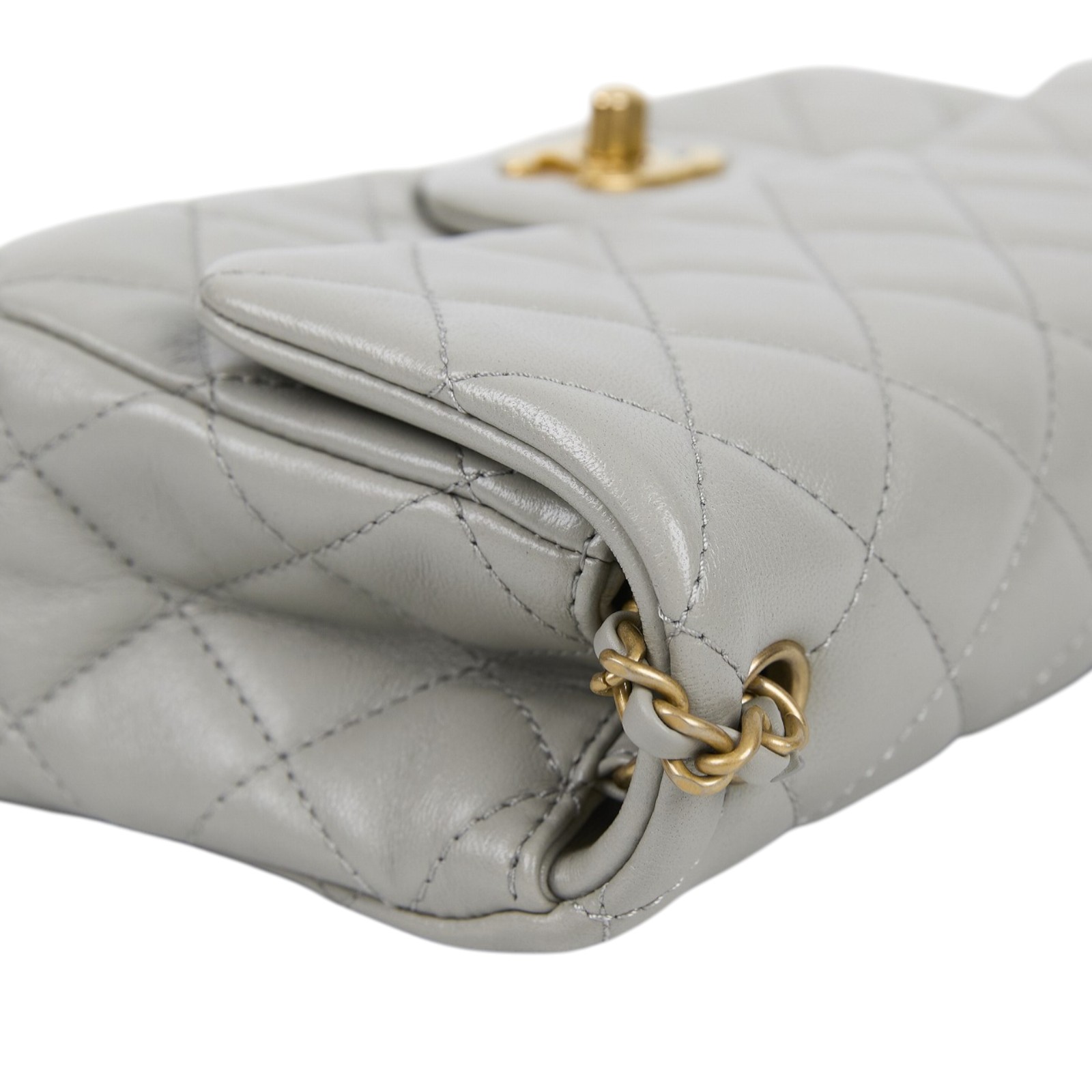 香奈兒 CHANEL Coco 20  肩背 斜背 迷你 口蓋包 AS1786 晶片款 灰金球COCO20 防塵袋