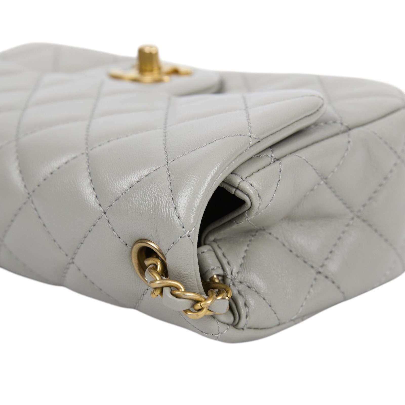 香奈兒 CHANEL Coco 20  肩背 斜背 迷你 口蓋包 AS1786 晶片款 灰金球COCO20 防塵袋