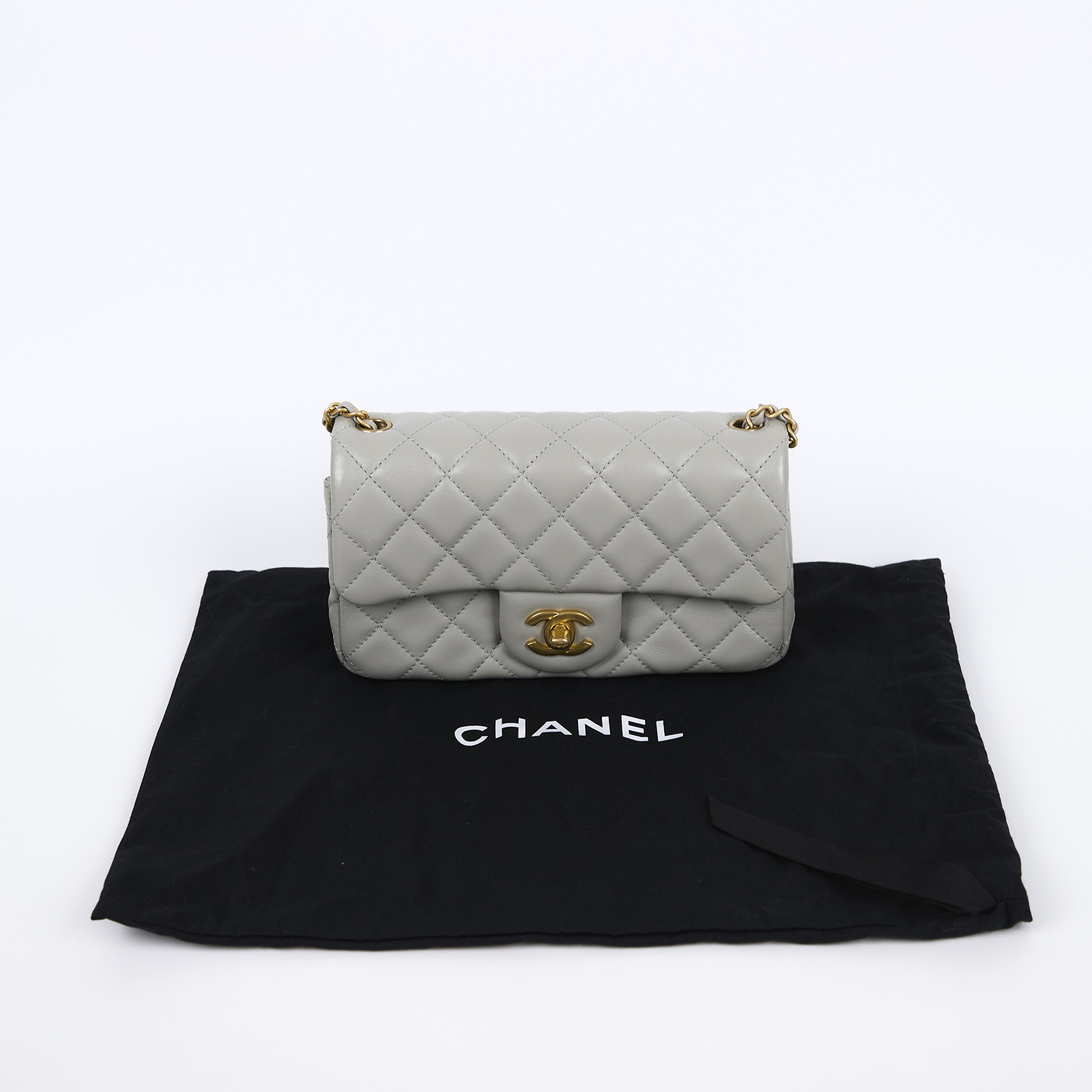 香奈兒 CHANEL Coco 20  肩背 斜背 迷你 口蓋包 AS1786 晶片款 灰金球COCO20 防塵袋