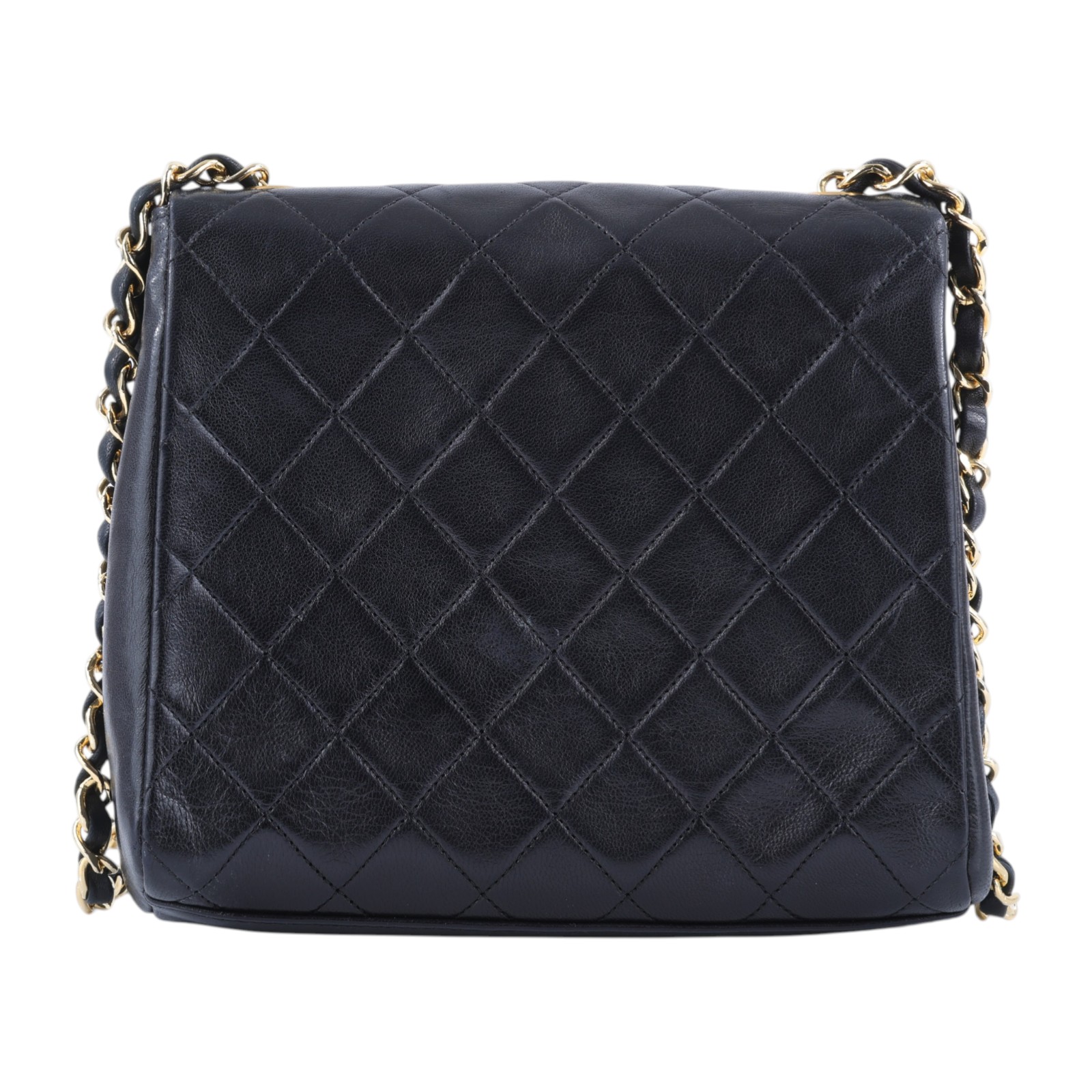 香奈兒 CHANEL CF 口蓋包 方胖子 肩背包  3開黑羊小方包 無附屬品