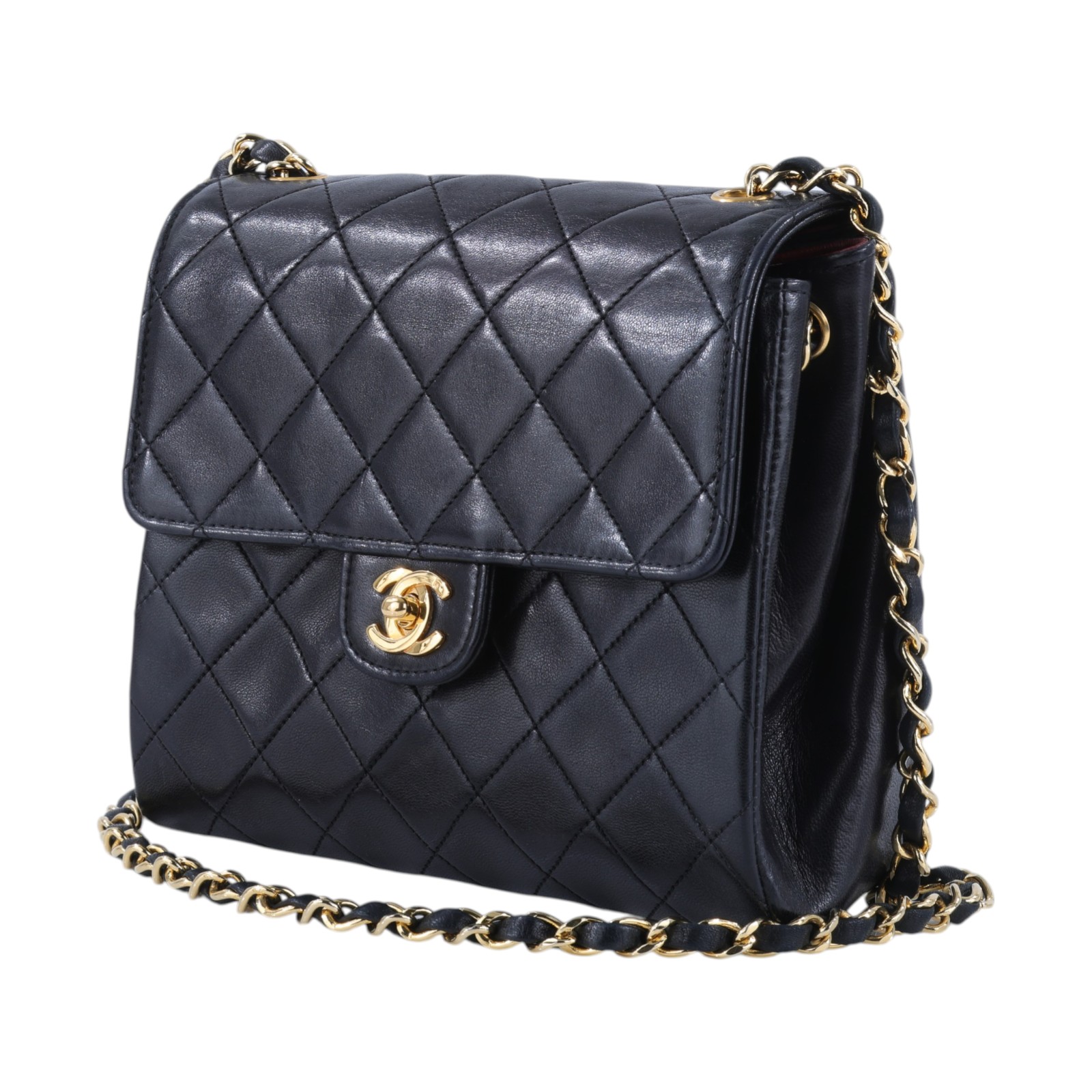 香奈兒 CHANEL CF 口蓋包 方胖子 肩背包  3開黑羊小方包 無附屬品