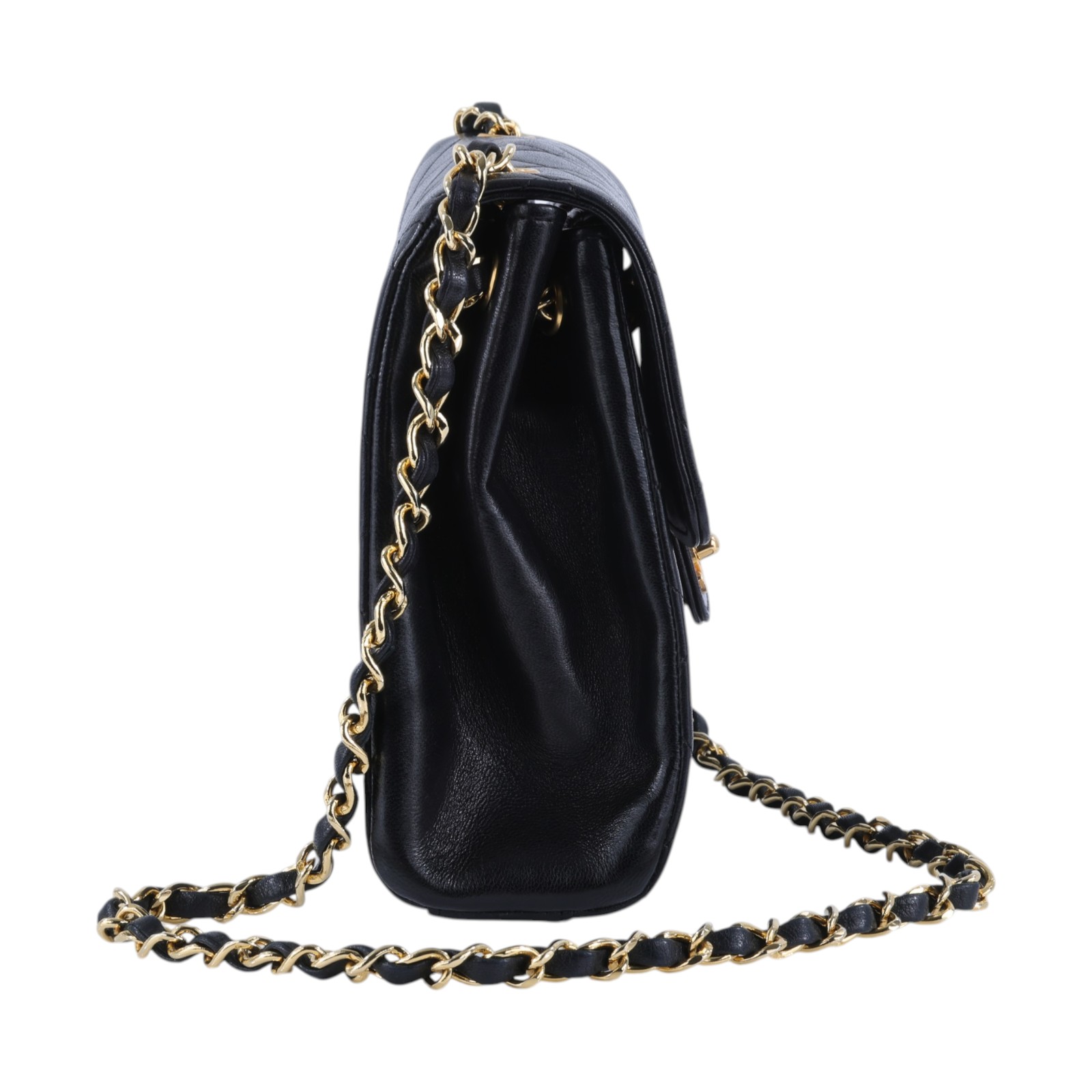 香奈兒 CHANEL CF 口蓋包 方胖子 肩背包  3開黑羊小方包 無附屬品