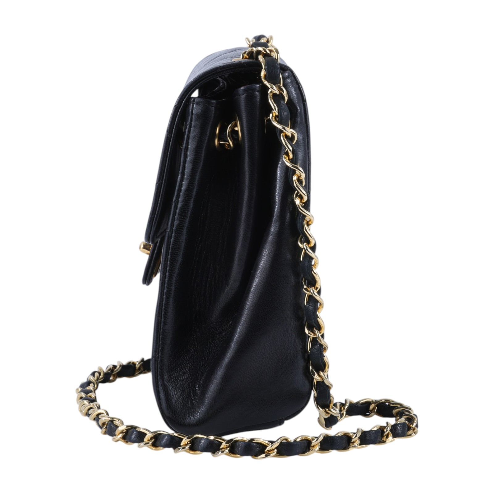 香奈兒 CHANEL CF 口蓋包 方胖子 肩背包  3開黑羊小方包 無附屬品