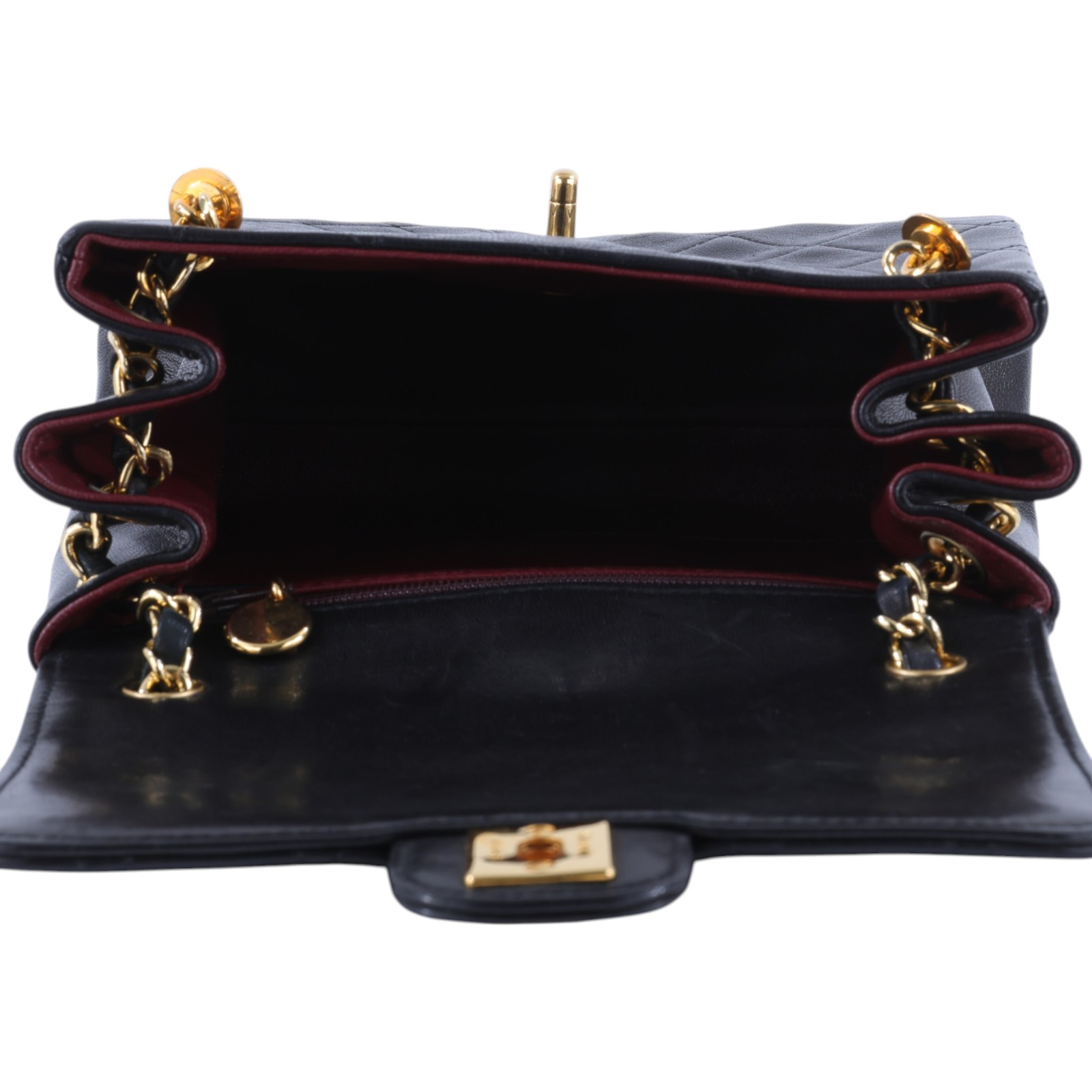 香奈兒 CHANEL CF 口蓋包 方胖子 肩背包  3開黑羊小方包 無附屬品