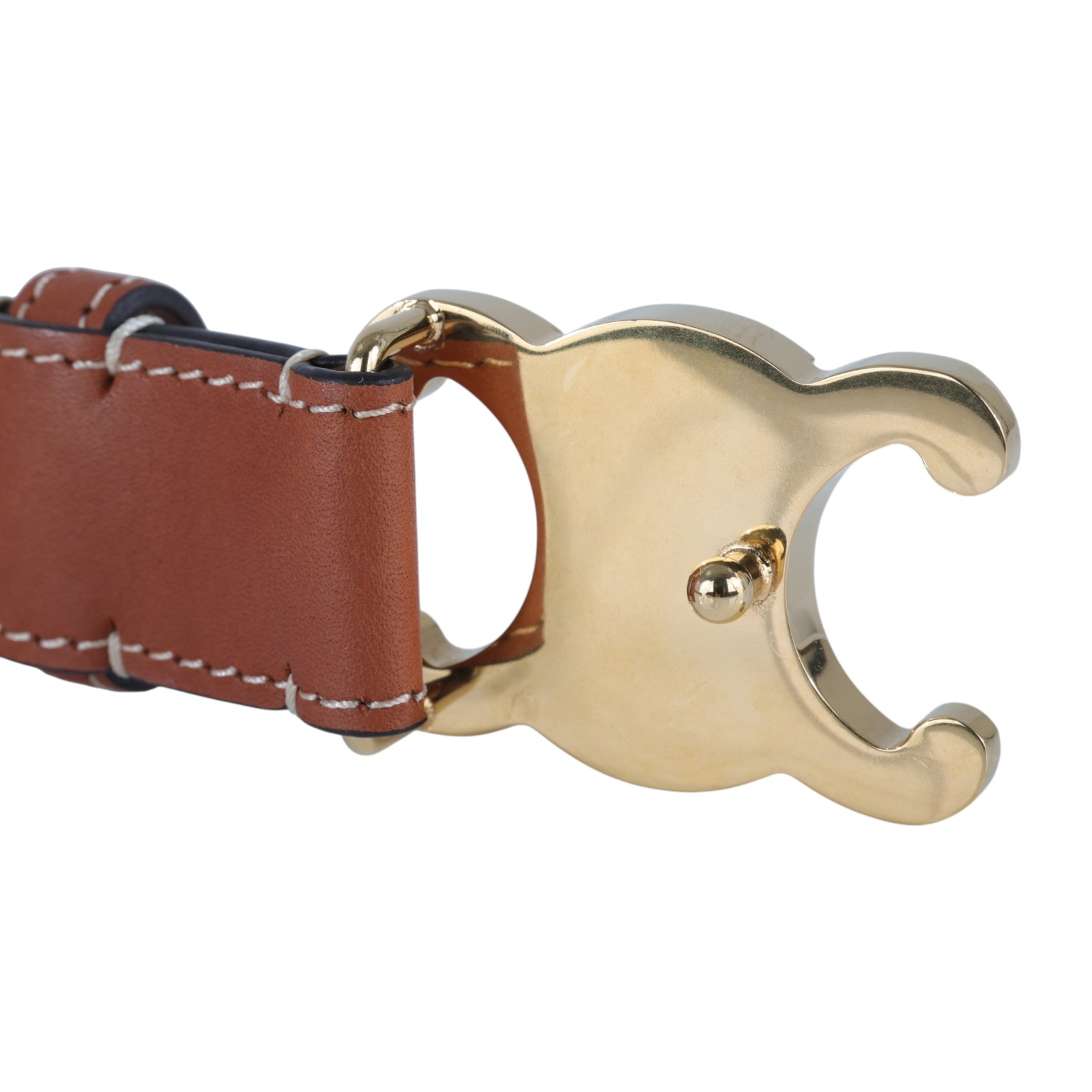 思琳 CELINE Triomphe 25毫米 腰帶 45AK93A78_70 凱旋門棕色皮帶#70 原廠盒子/購買證明