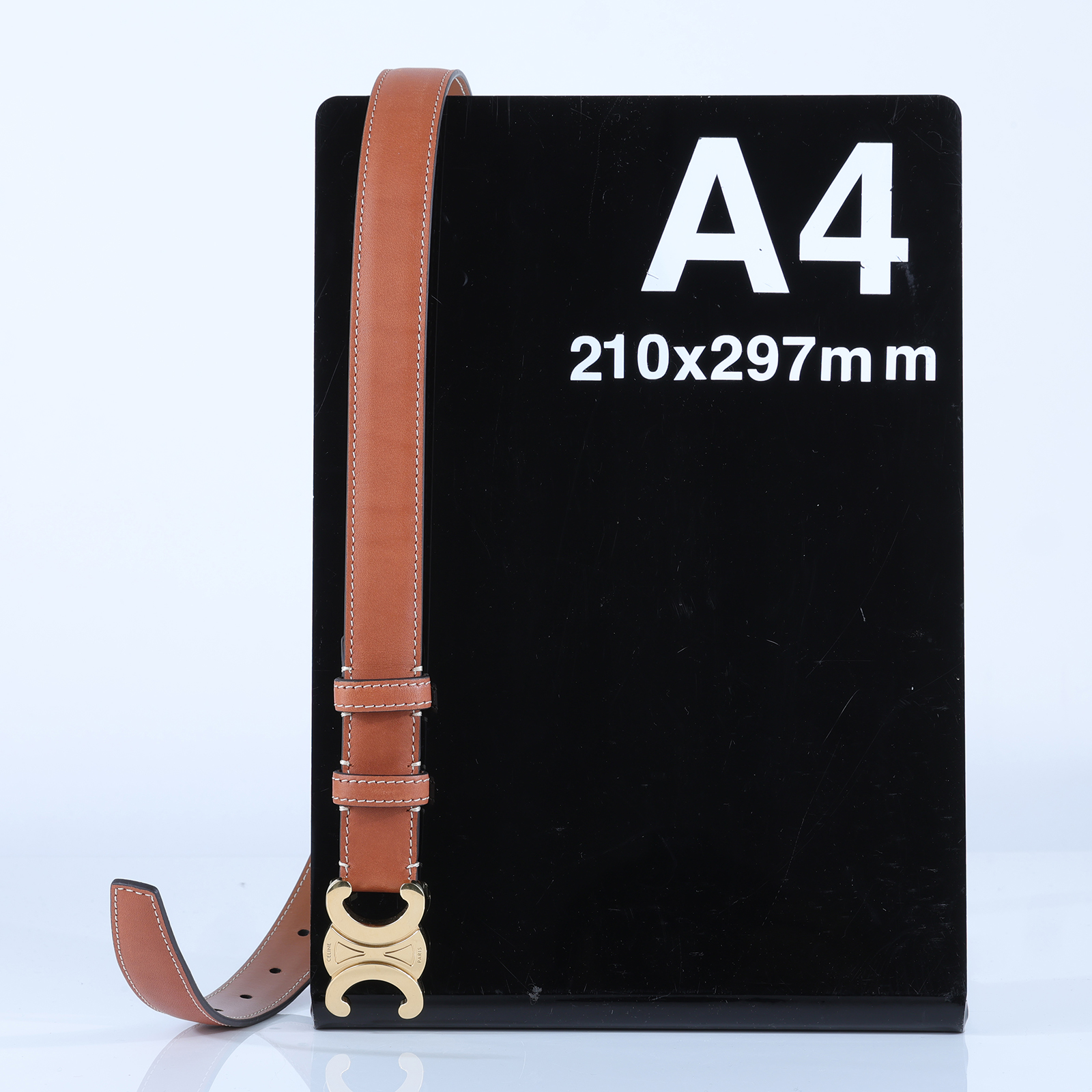 思琳 CELINE Triomphe 25毫米 腰帶 45AK93A78_70 凱旋門棕色皮帶#70 原廠盒子/購買證明