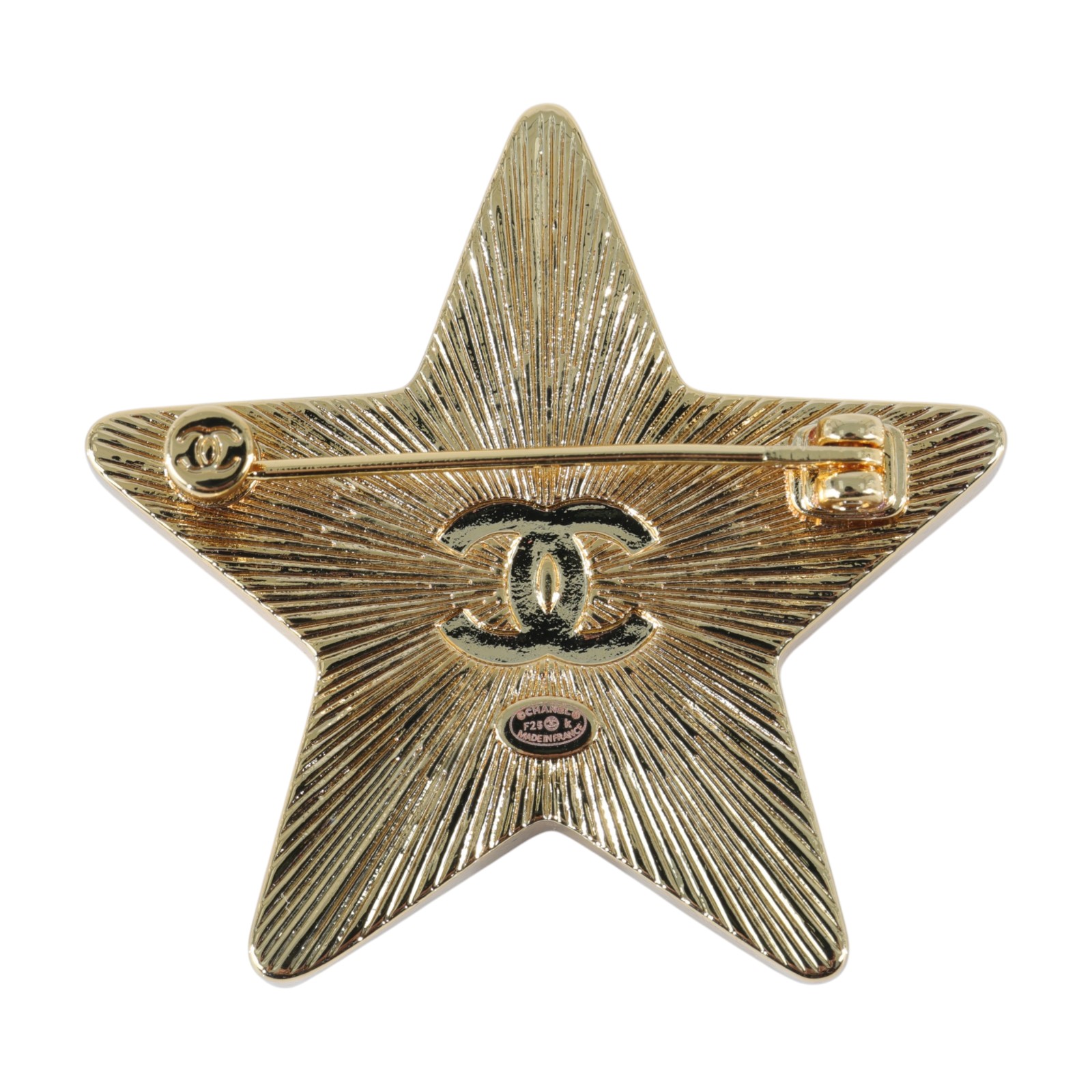 香奈兒 CHANEL CC LOGO 胸針 F25K 黑水鑽星星胸針 無附屬品