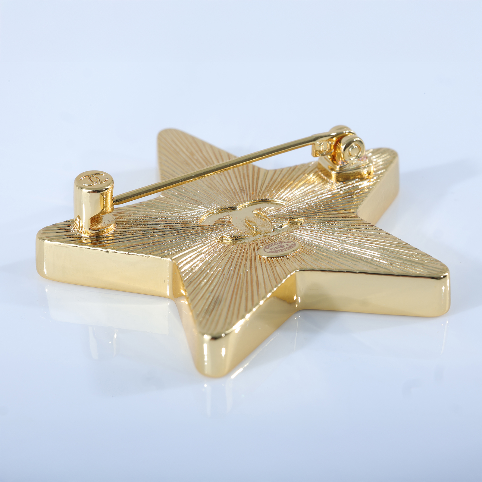 香奈兒 CHANEL CC LOGO 胸針 F25K 黑水鑽星星胸針 無附屬品