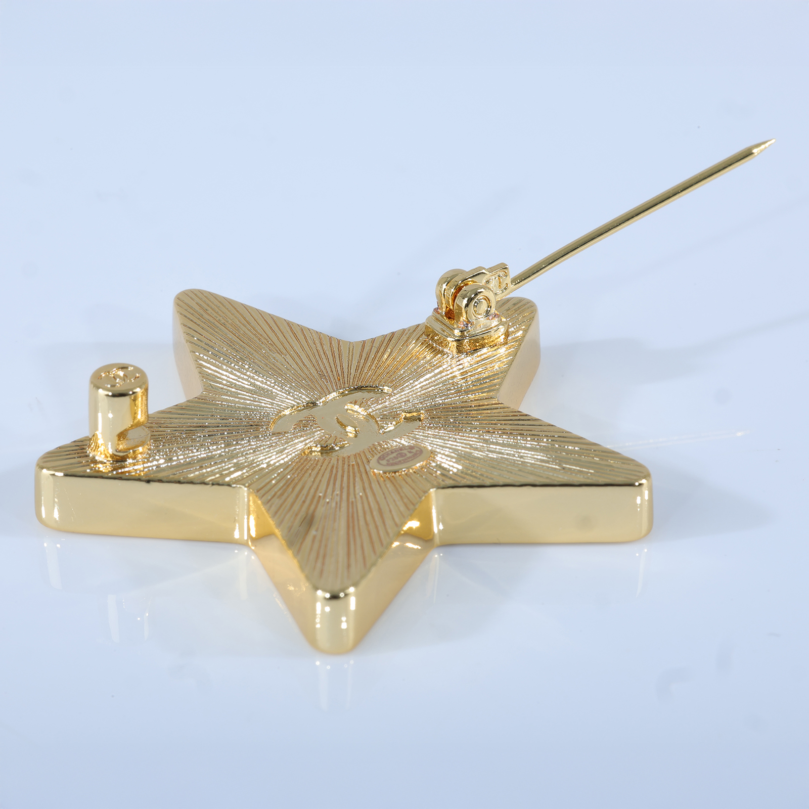 香奈兒 CHANEL CC LOGO 胸針 F25K 黑水鑽星星胸針 無附屬品