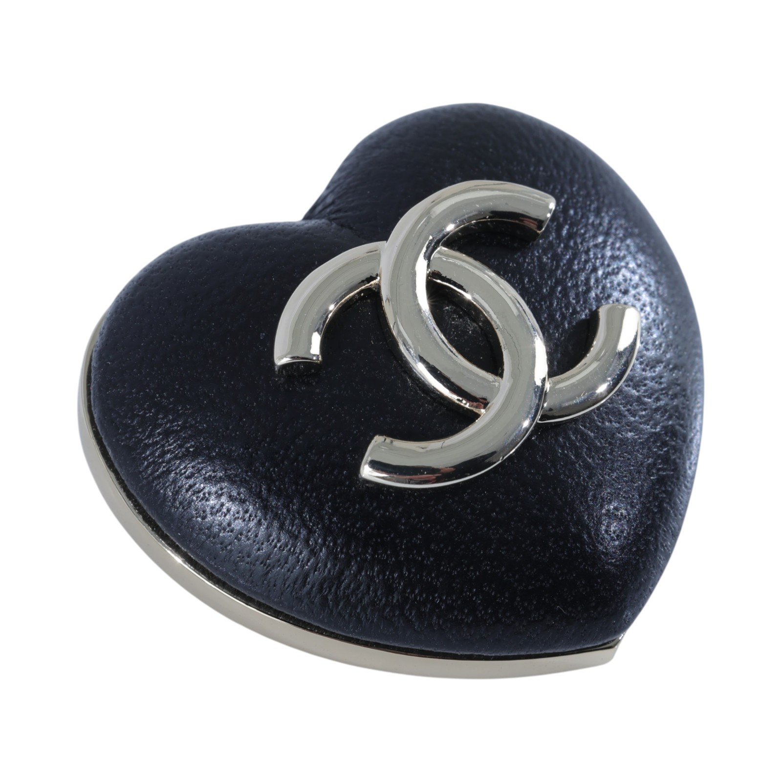 香奈兒 CHANEL CC LOGO 胸針 B22K 淡金黑愛心胸針 無附屬品